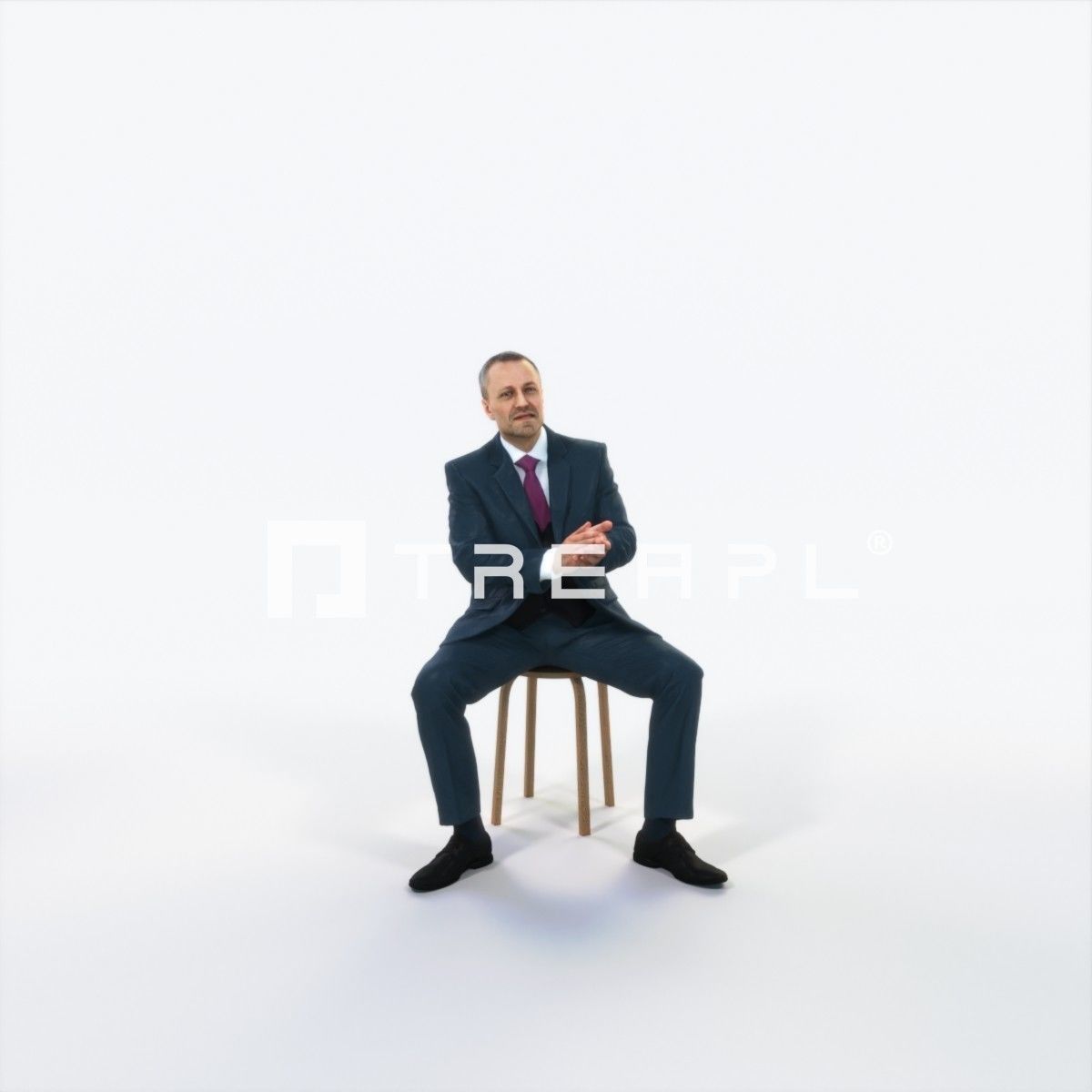 Fortitude 13K Clapping Sitting Business Man Low-poly 3D model_1