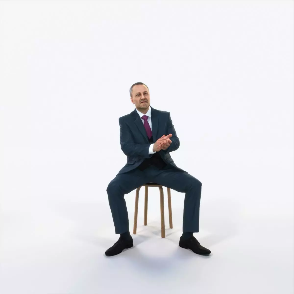 Fortitude 13K Clapping Sitting Business Man Low-poly 3D model_0