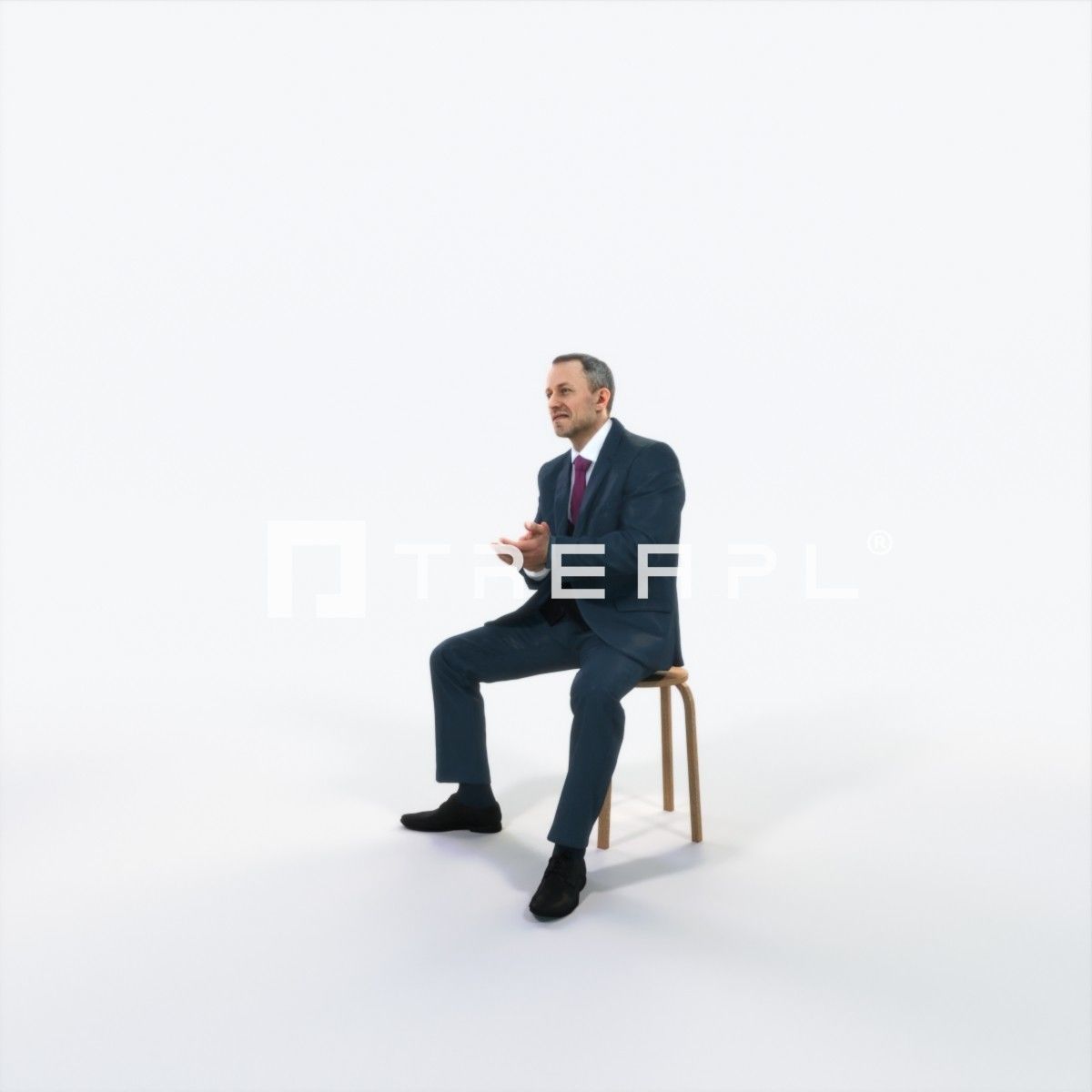 Fortitude 13K Clapping Sitting Business Man Low-poly 3D model_6