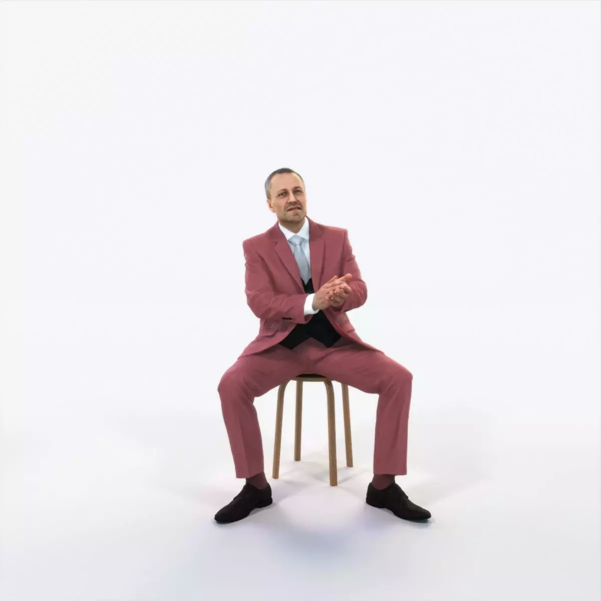 Fortitude 13J Clapping Sitting Business Man Low-poly 3D model_0