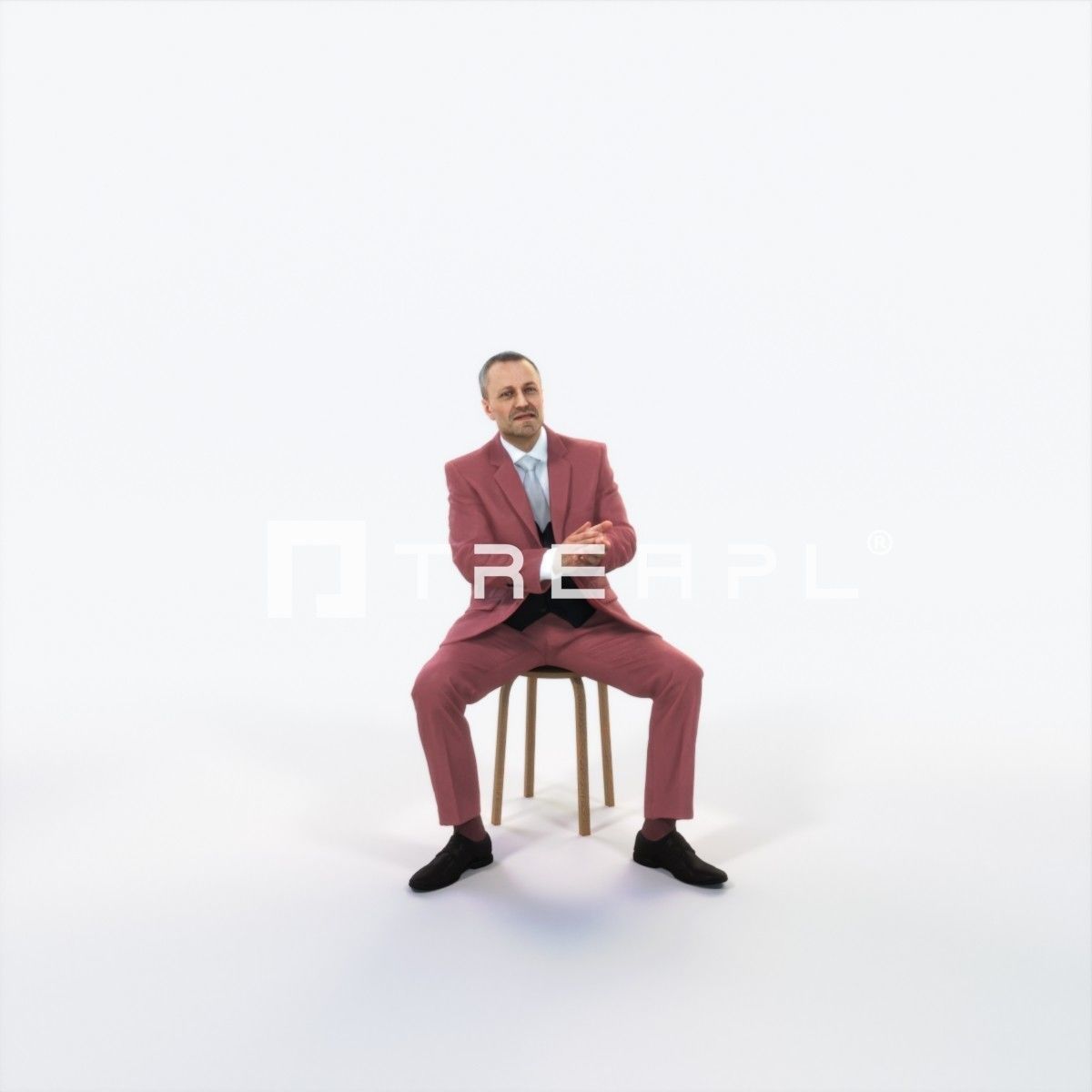 Fortitude 13J Clapping Sitting Business Man Low-poly 3D model_1