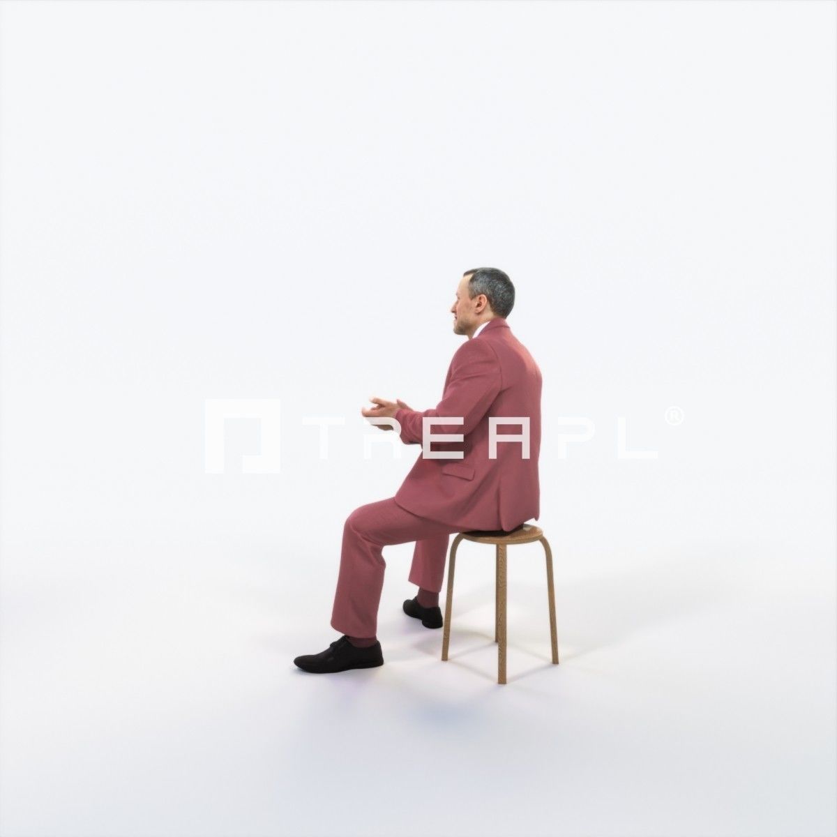 Fortitude 13J Clapping Sitting Business Man Low-poly 3D model_5