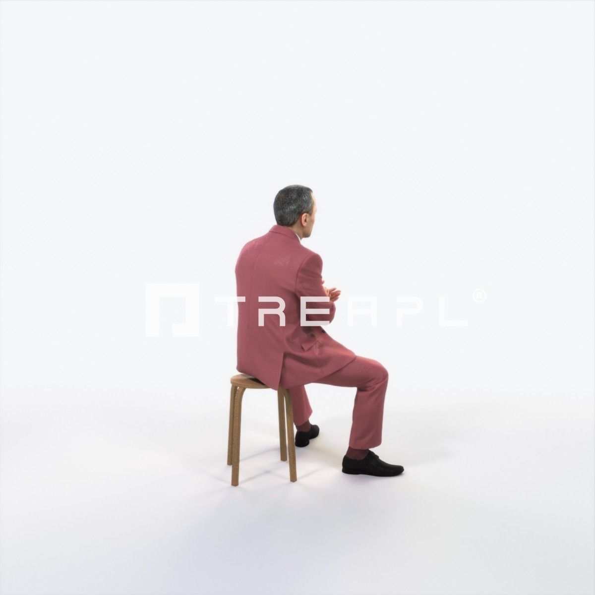 Fortitude 13J Clapping Sitting Business Man Low-poly 3D model_3