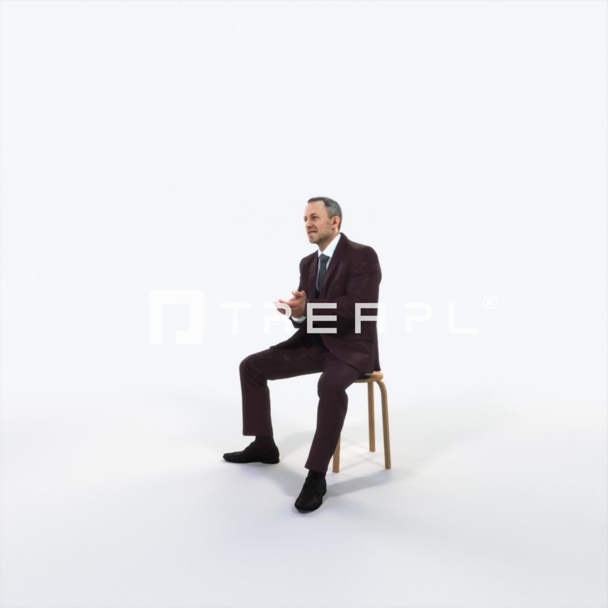 Fortitude 13I Clapping Sitting Business Man Low-poly 3D model_6