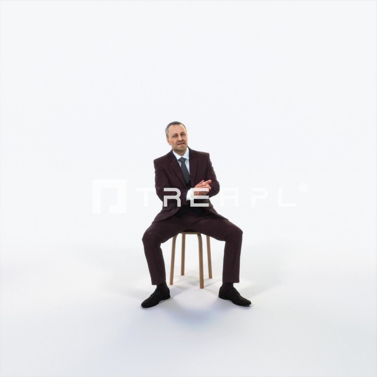 Fortitude 13I Clapping Sitting Business Man Low-poly 3D model_1