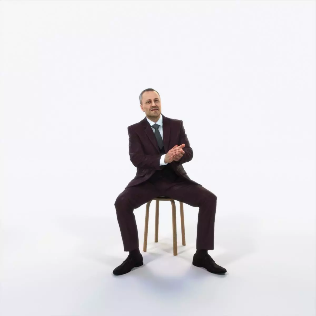 Fortitude 13I Clapping Sitting Business Man Low-poly 3D model_0