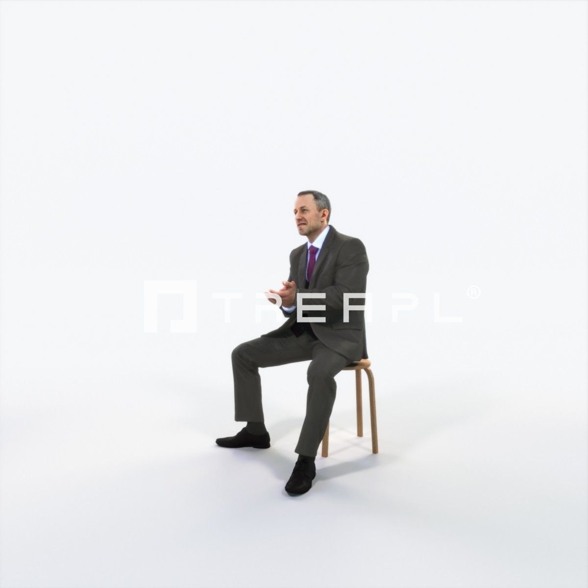 Fortitude 13E Clapping Sitting Business Man Low-poly 3D model_6