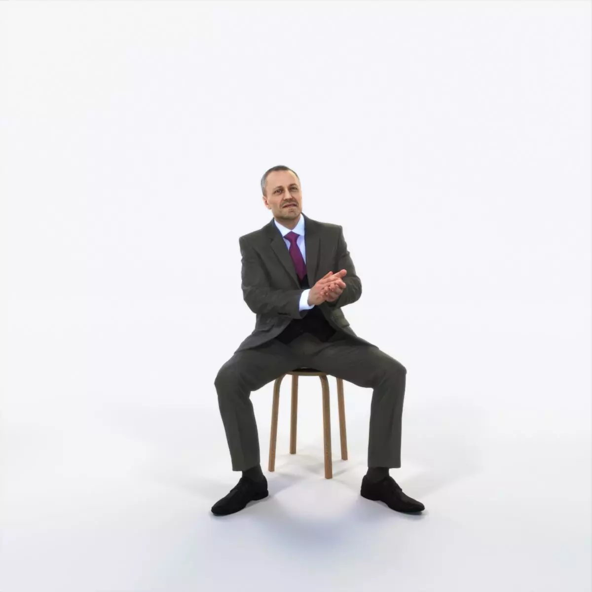 Fortitude 13E Clapping Sitting Business Man Low-poly 3D model_0