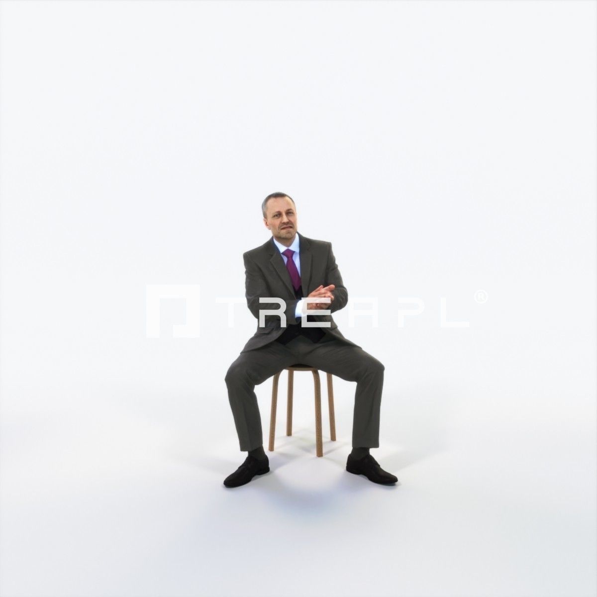 Fortitude 13E Clapping Sitting Business Man Low-poly 3D model_1