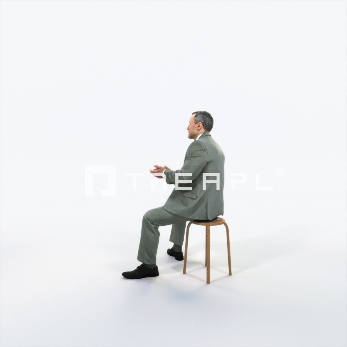 Fortitude 13A Clapping Sitting Business Man Low-poly 3D model_5