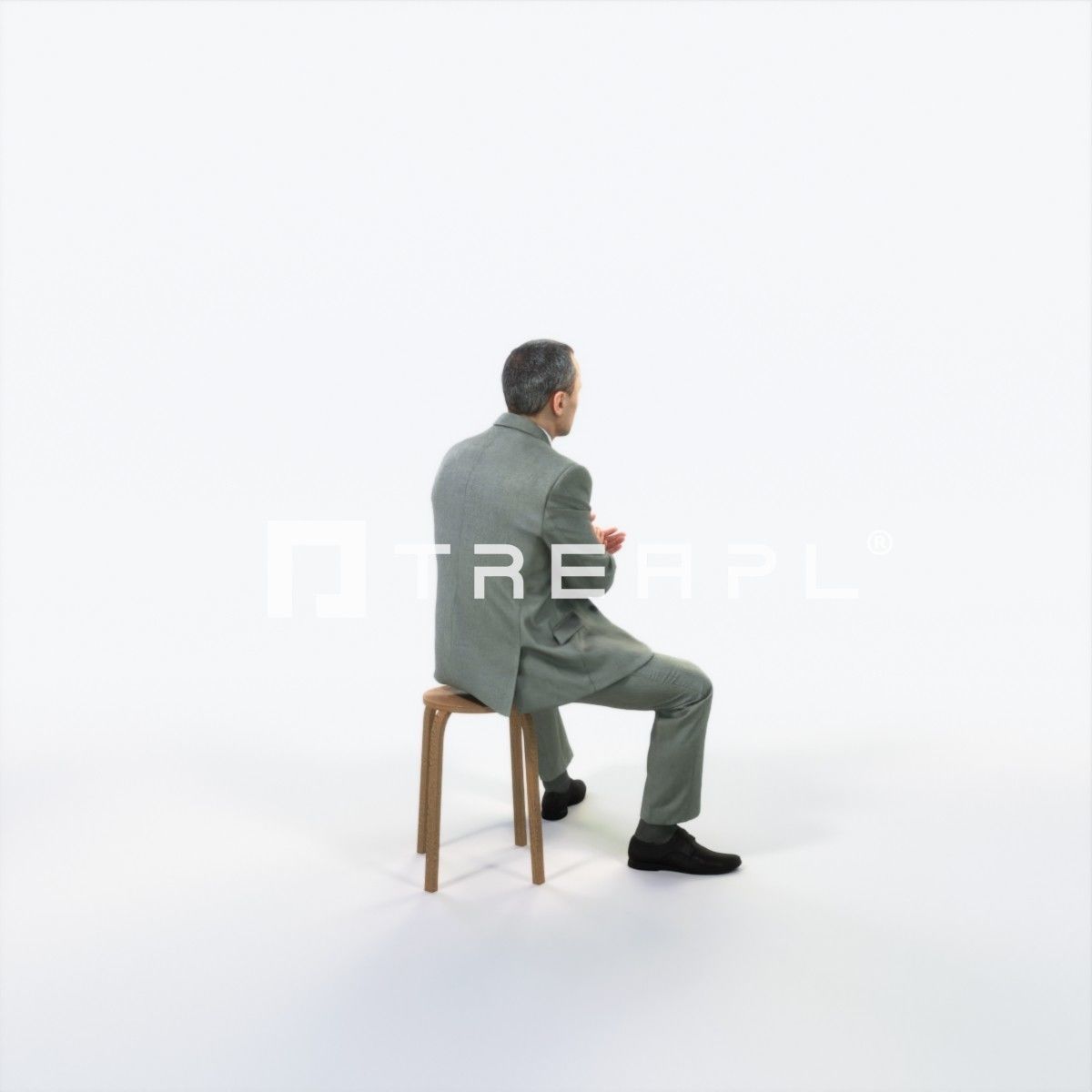 Fortitude 13A Clapping Sitting Business Man Low-poly 3D model_3