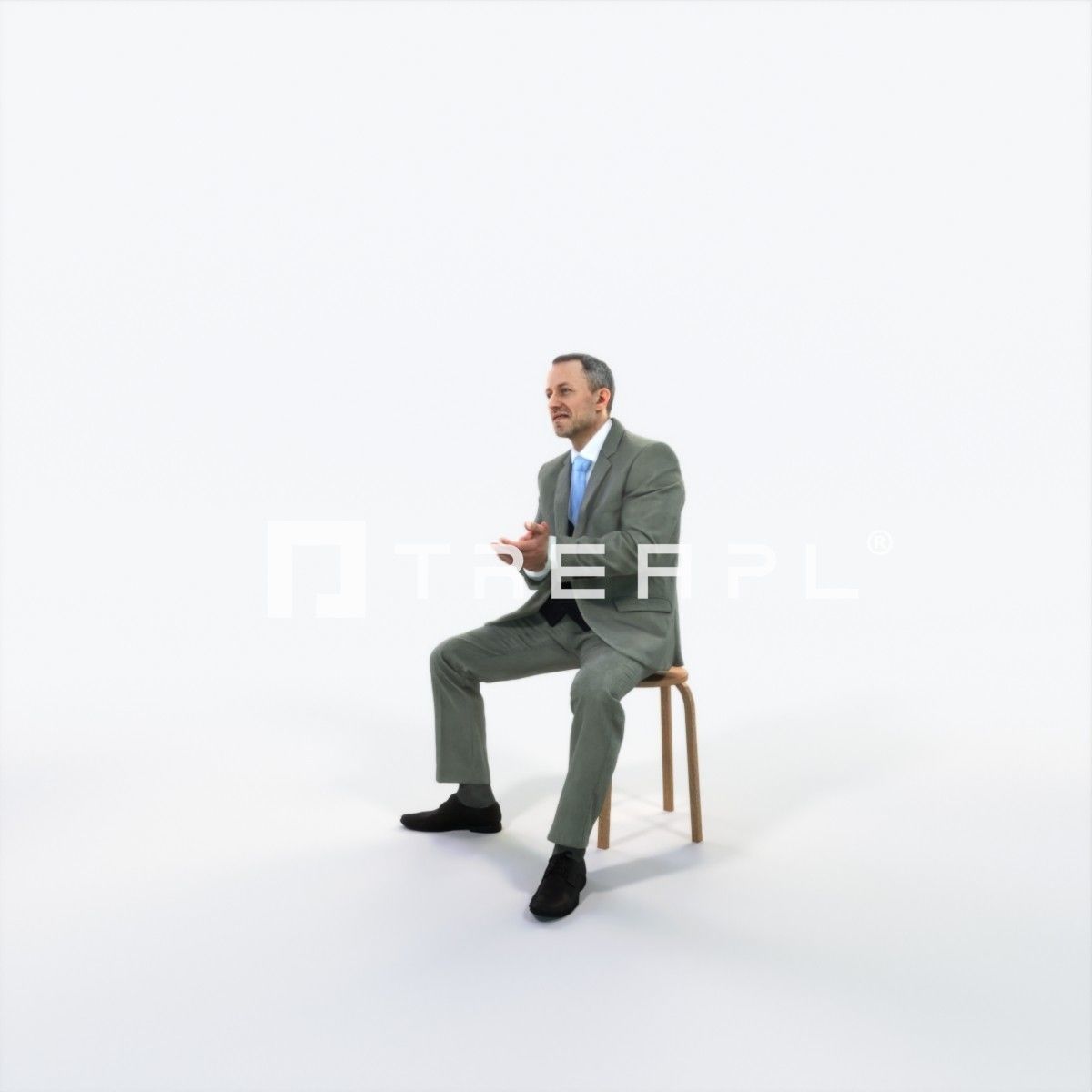 Fortitude 13A Clapping Sitting Business Man Low-poly 3D model_6