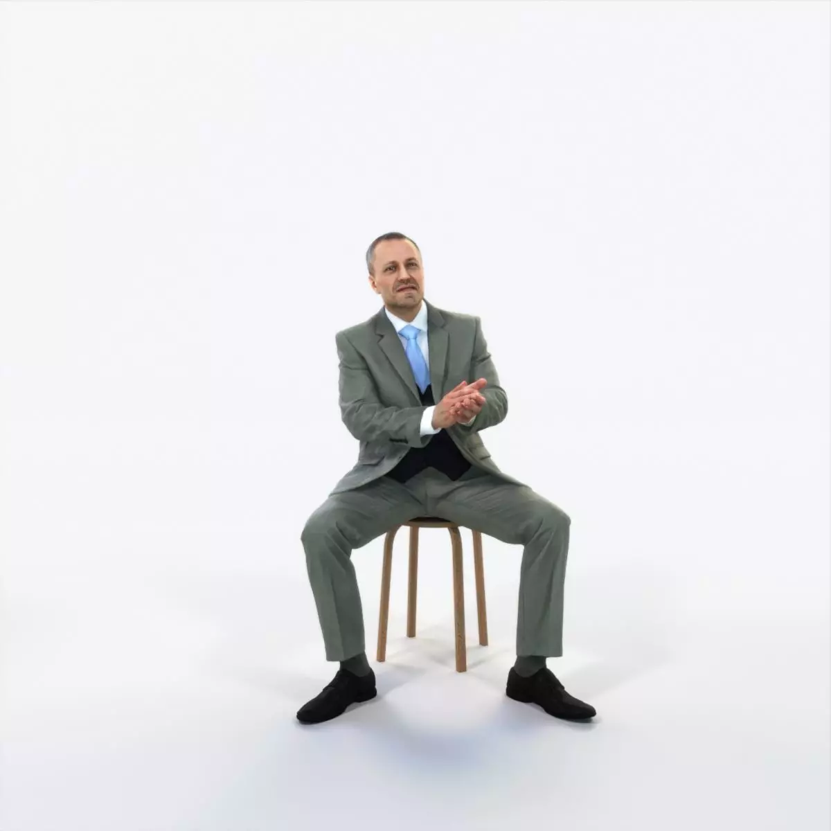 Fortitude 13A Clapping Sitting Business Man Low-poly 3D model_0