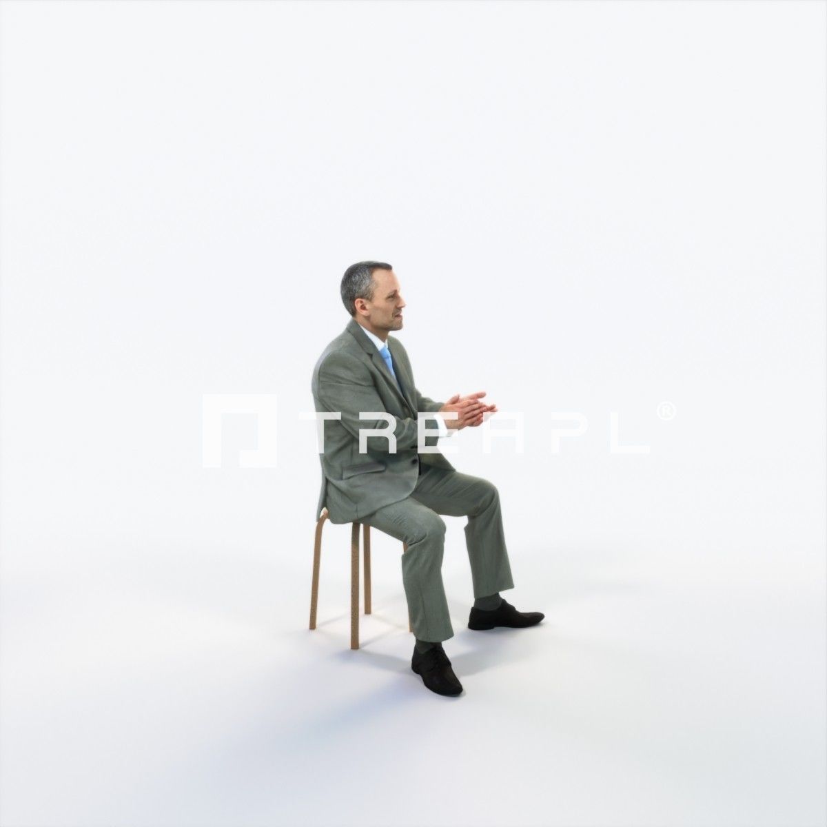 Fortitude 13A Clapping Sitting Business Man Low-poly 3D model_2