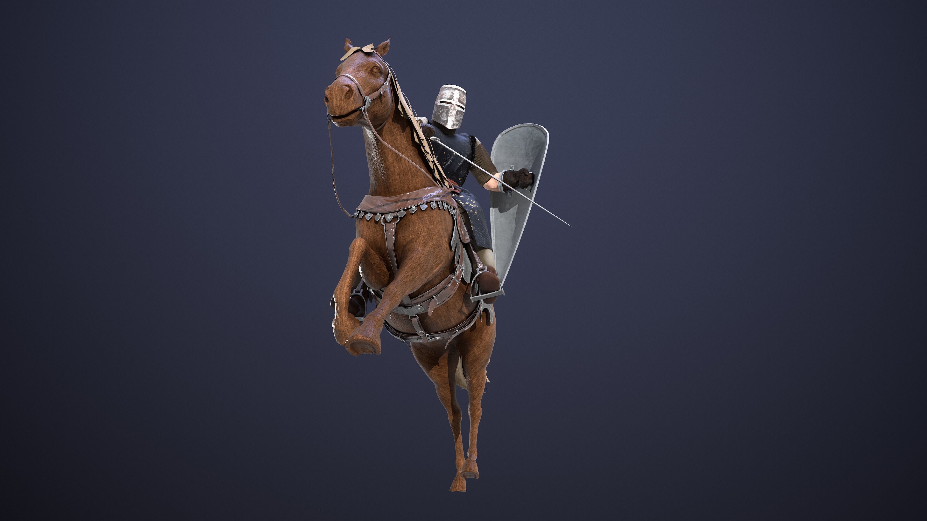 Guardian of the Grove  The Wooden Knight Low-poly 3D model_9