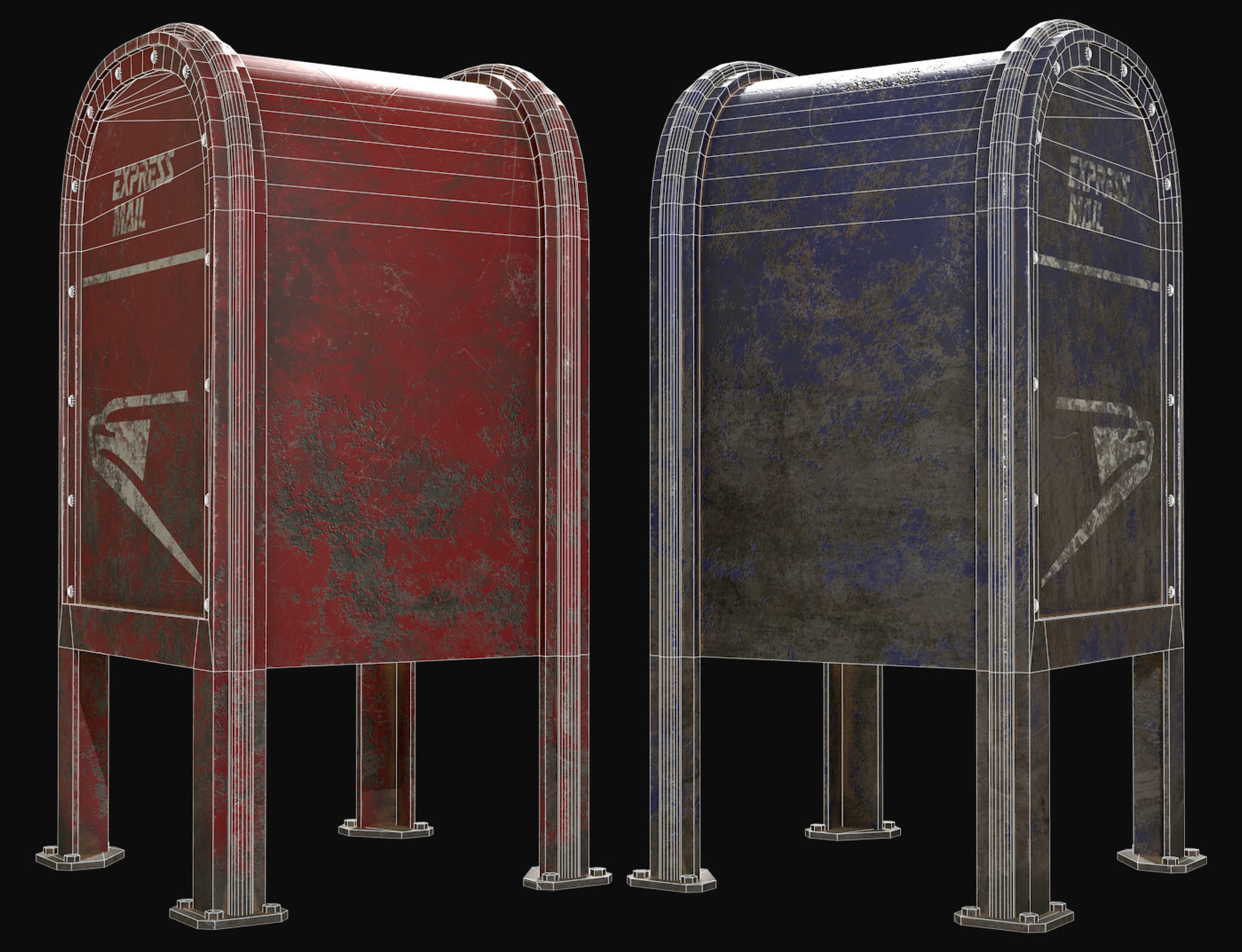 Mail Box 1 Low-poly 3D model_9