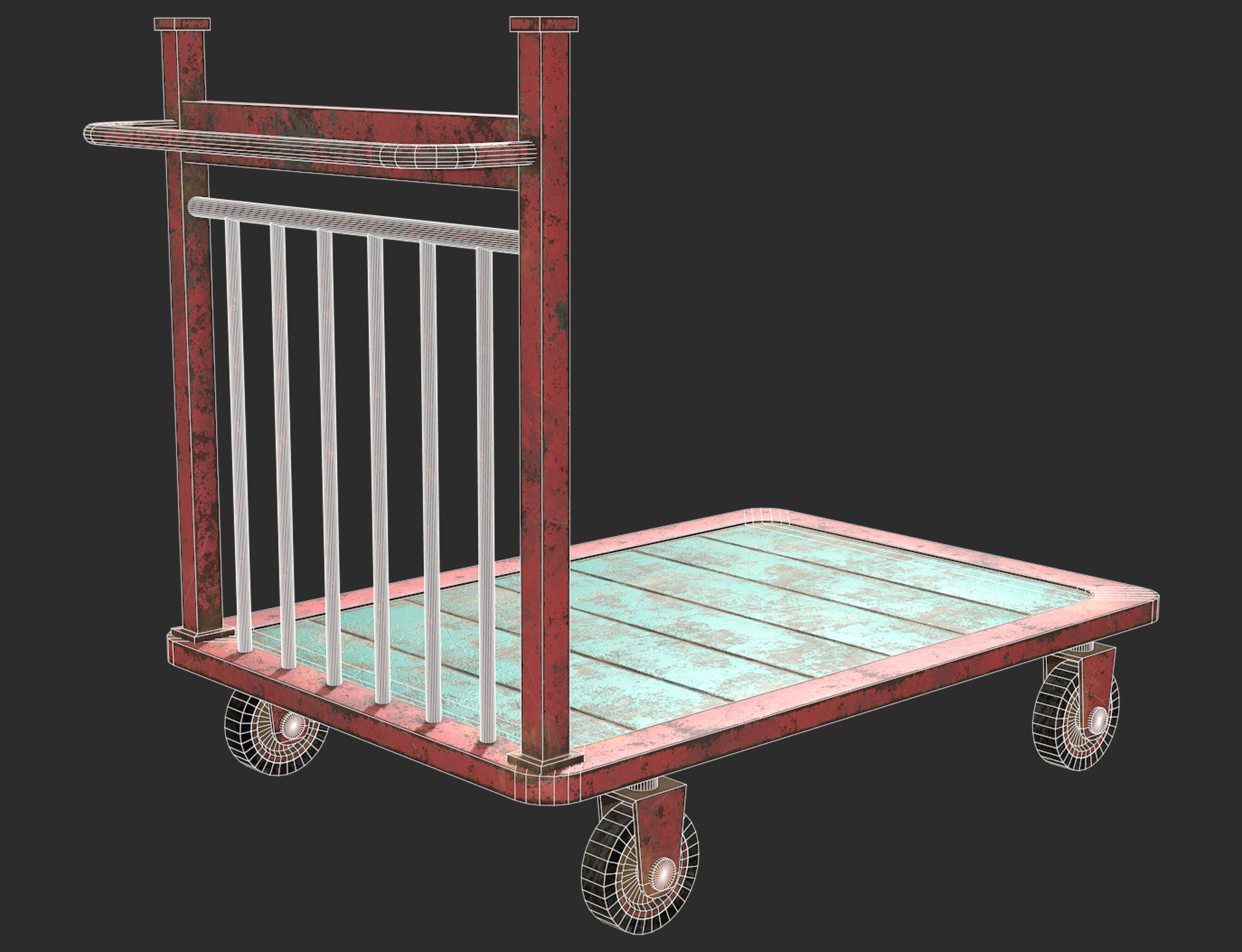 Cart 2 Low-poly 3D model_7