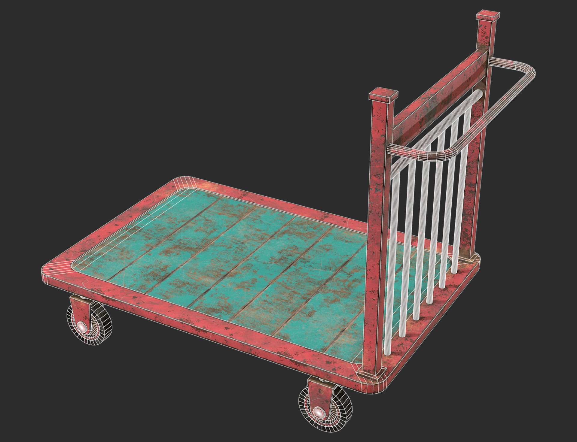 Cart 2 Low-poly 3D model_6