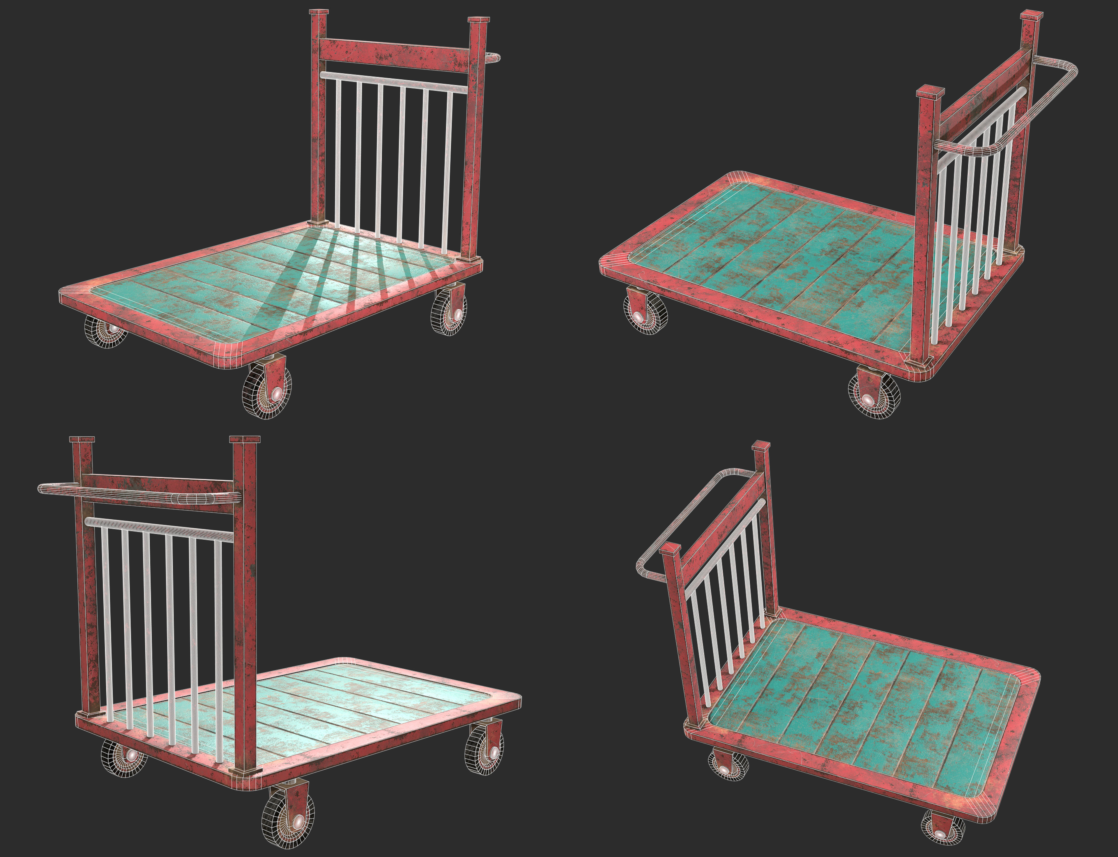 Cart 2 Low-poly 3D model_9