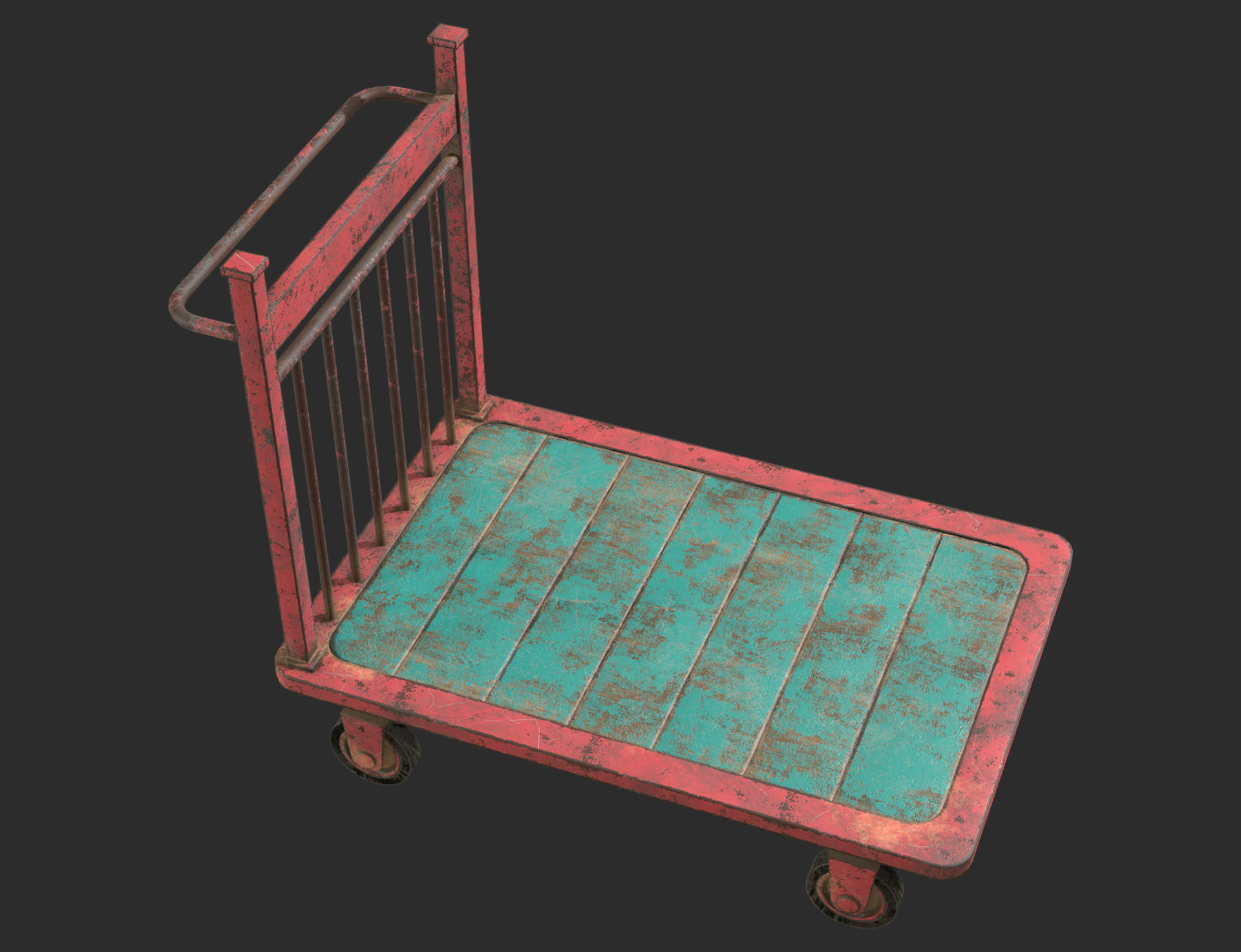 Cart 2 Low-poly 3D model_4
