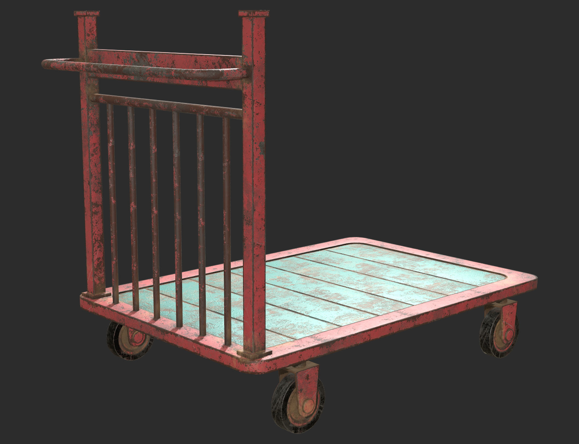 Cart 2 Low-poly 3D model_3