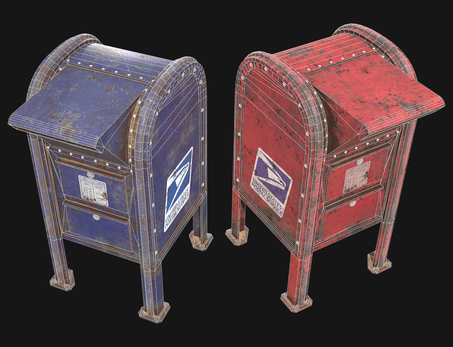 Mail Box 2 Low-poly 3D model_6