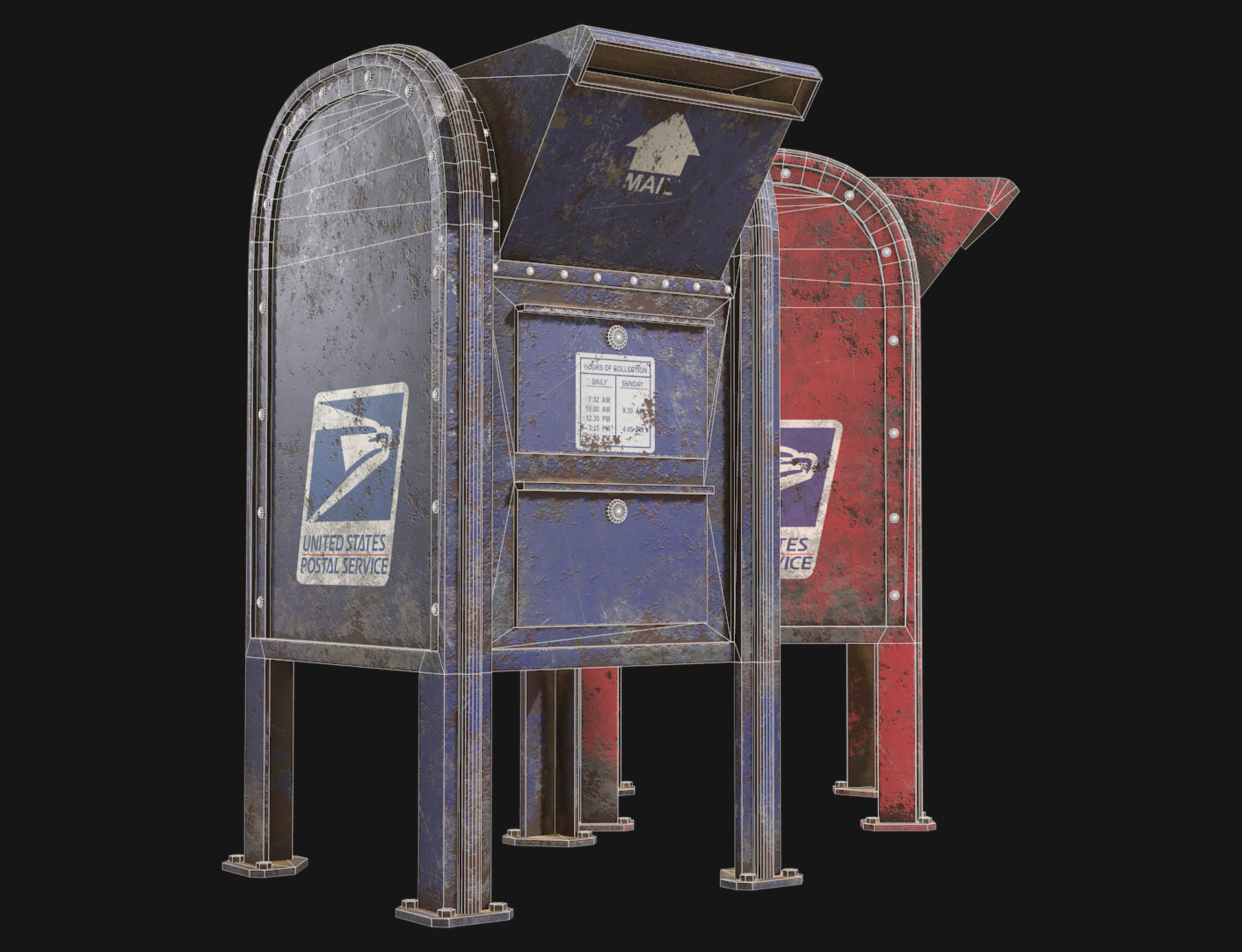 Mail Box 2 Low-poly 3D model_5