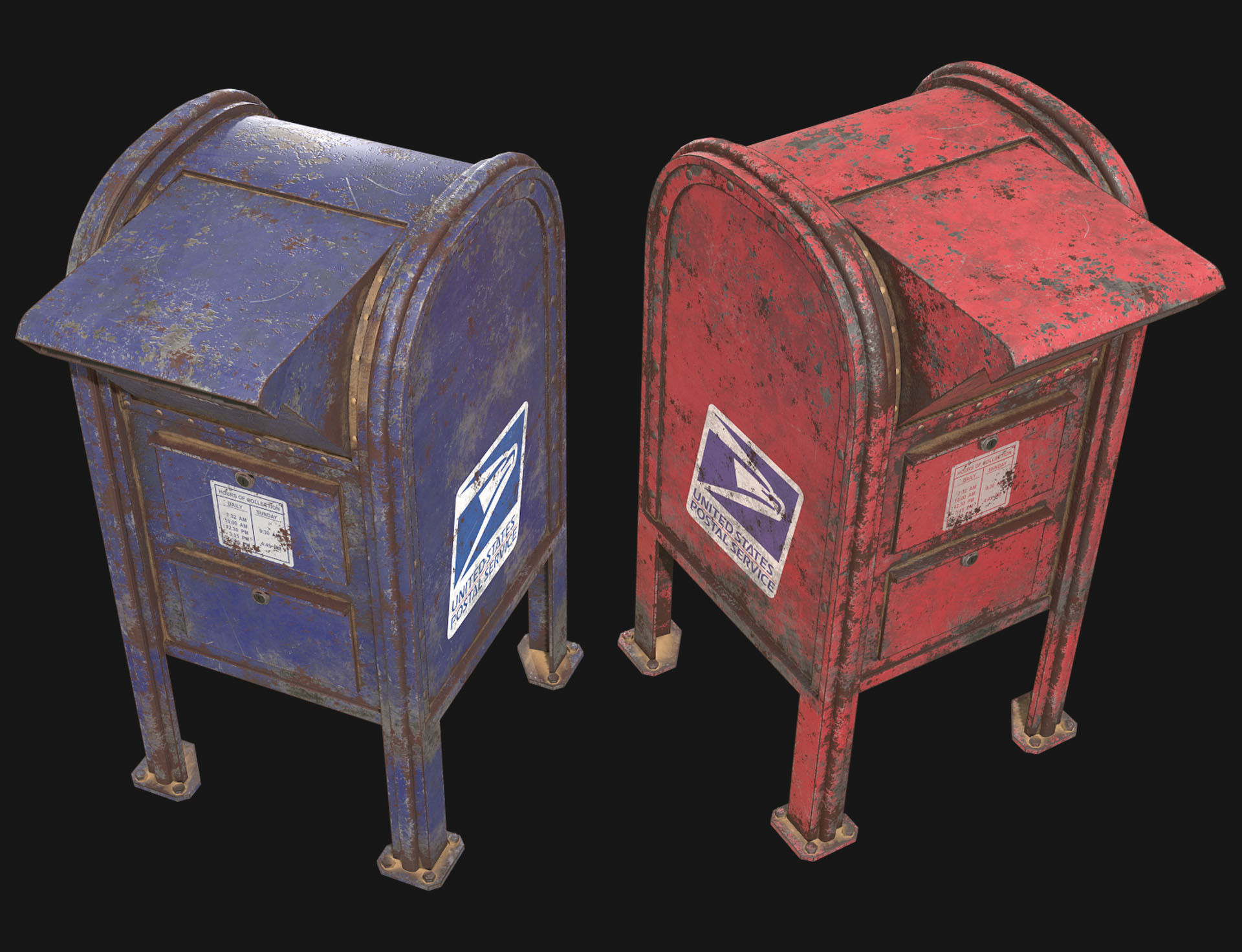 Mail Box 2 Low-poly 3D model_9