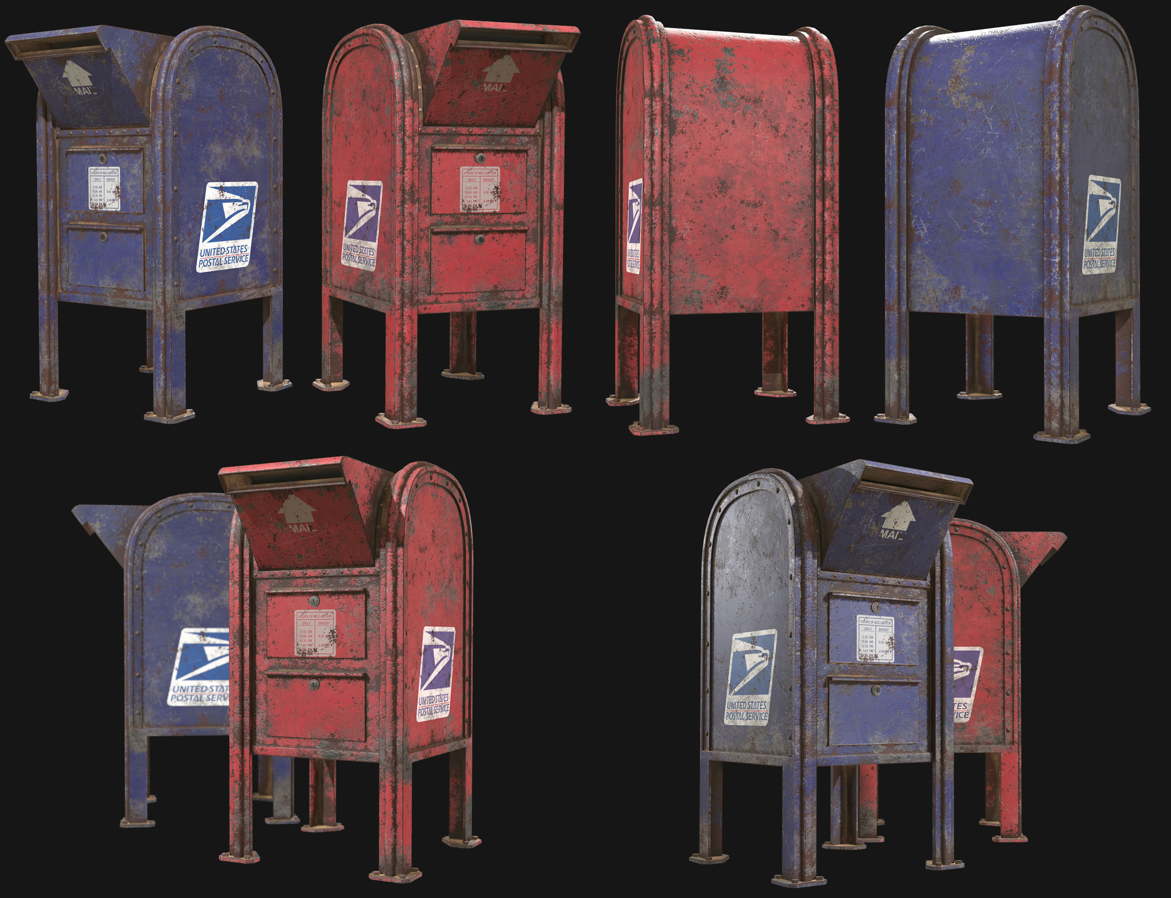 Mail Box 2 Low-poly 3D model_8