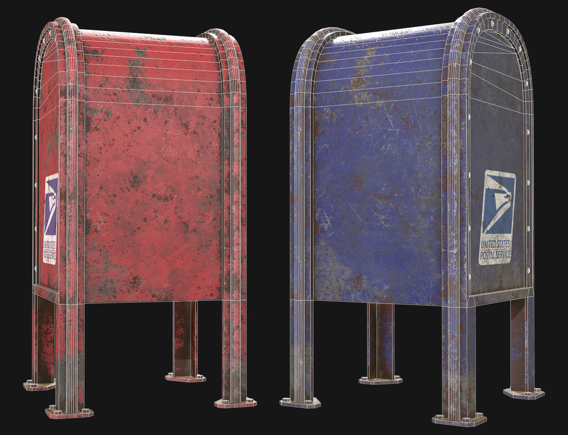 Mail Box 2 Low-poly 3D model_12