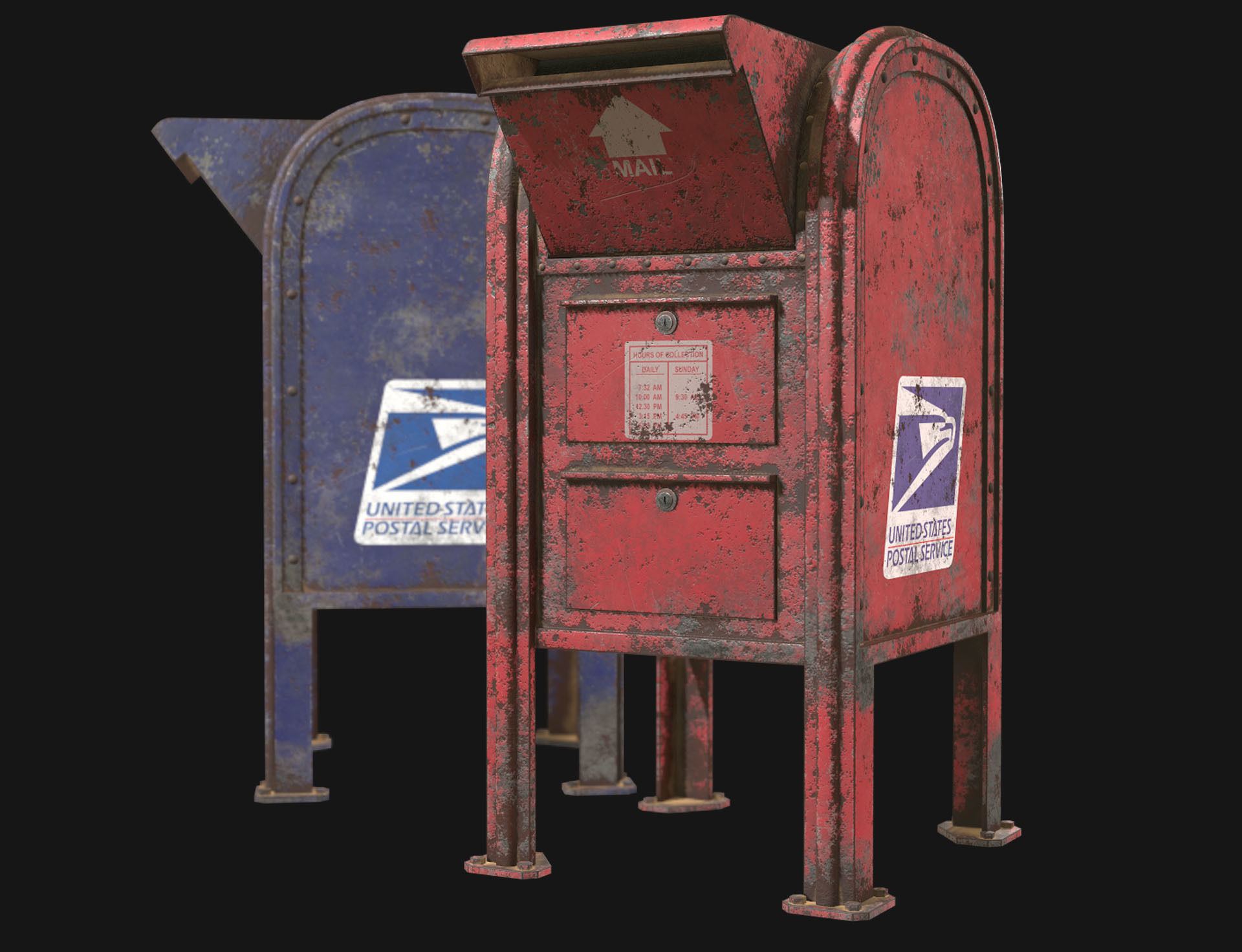 Mail Box 2 Low-poly 3D model_3