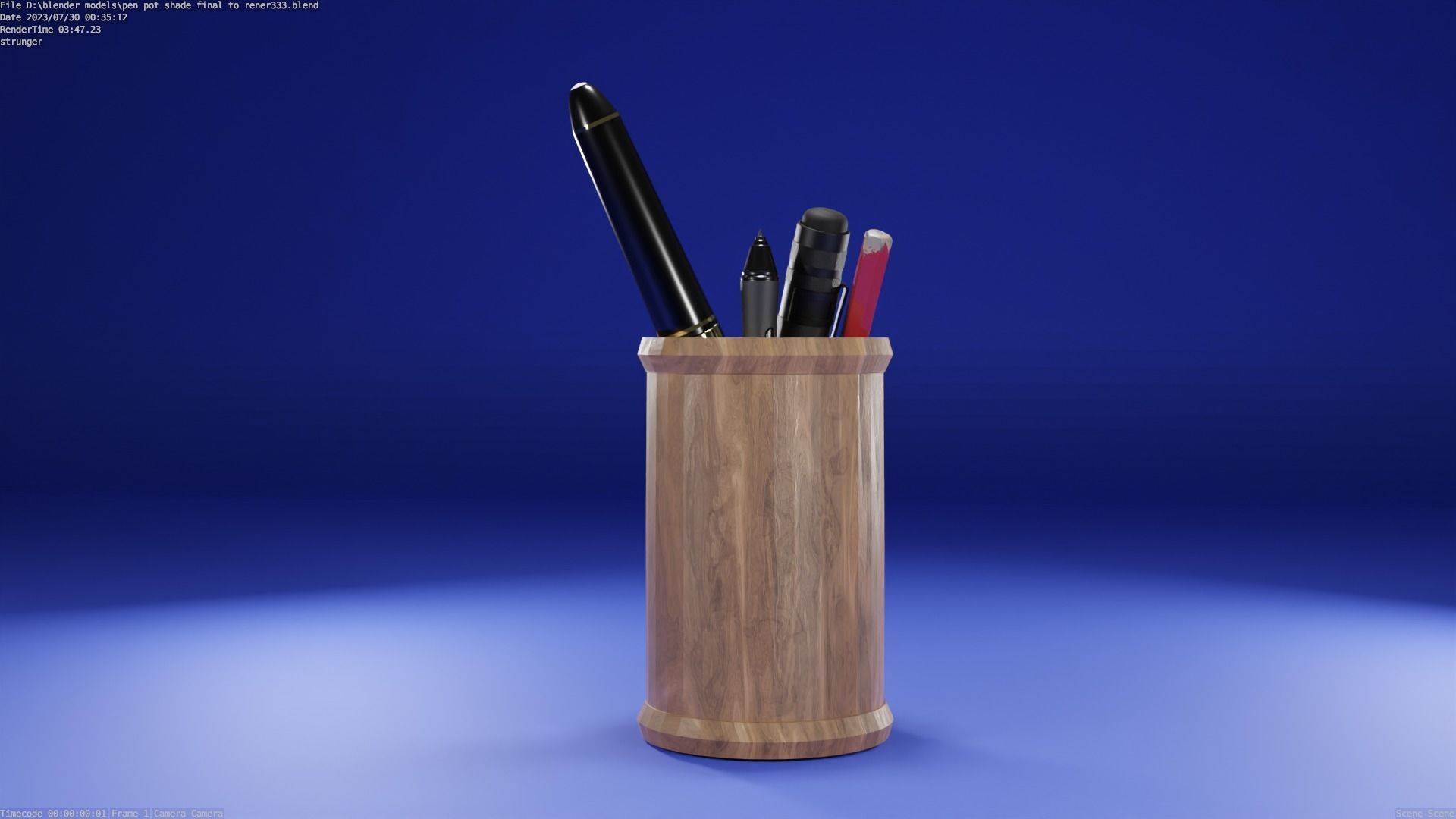 wooden pot  Low-poly 3D model_1