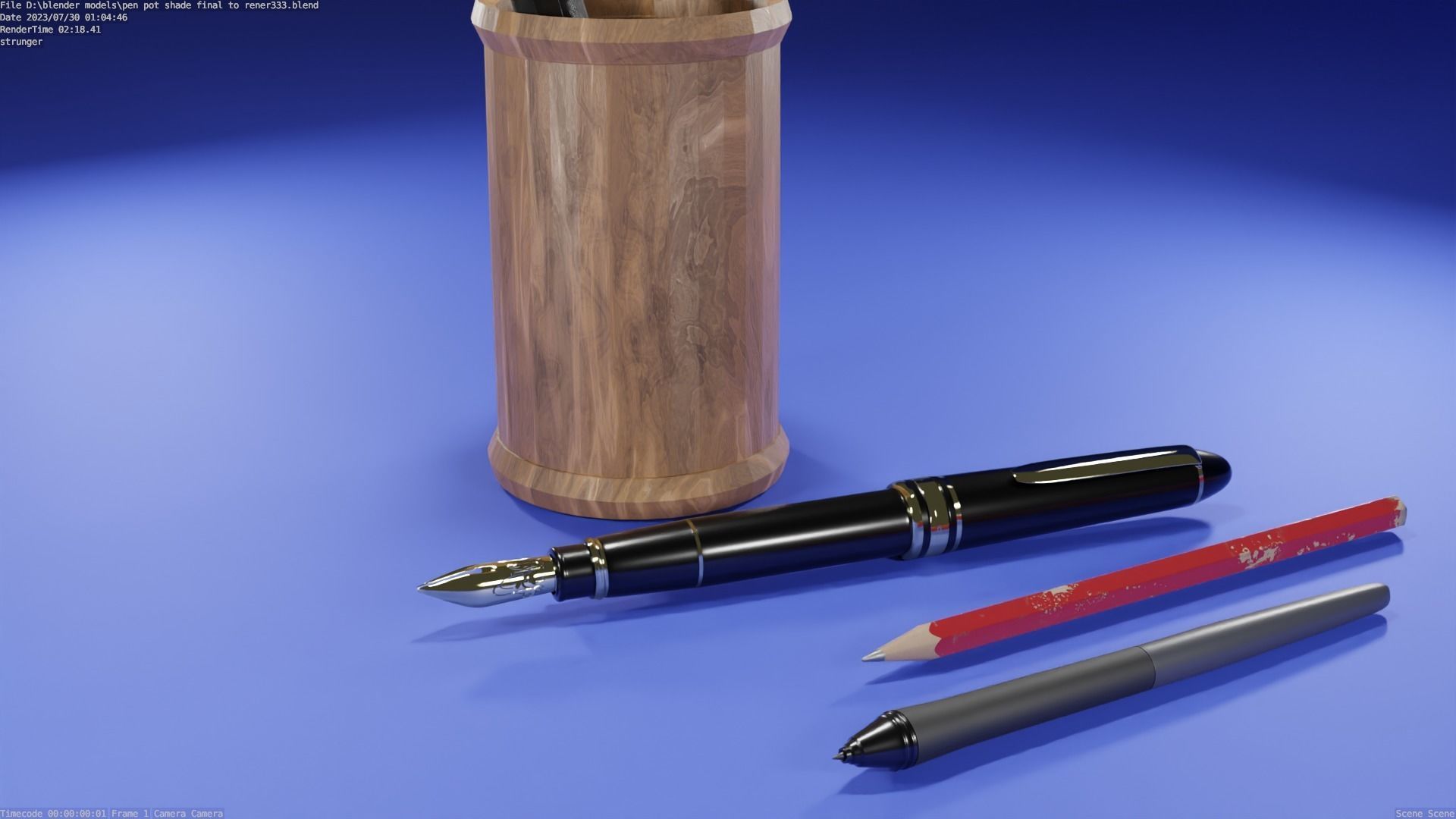 wooden pot  Low-poly 3D model_4