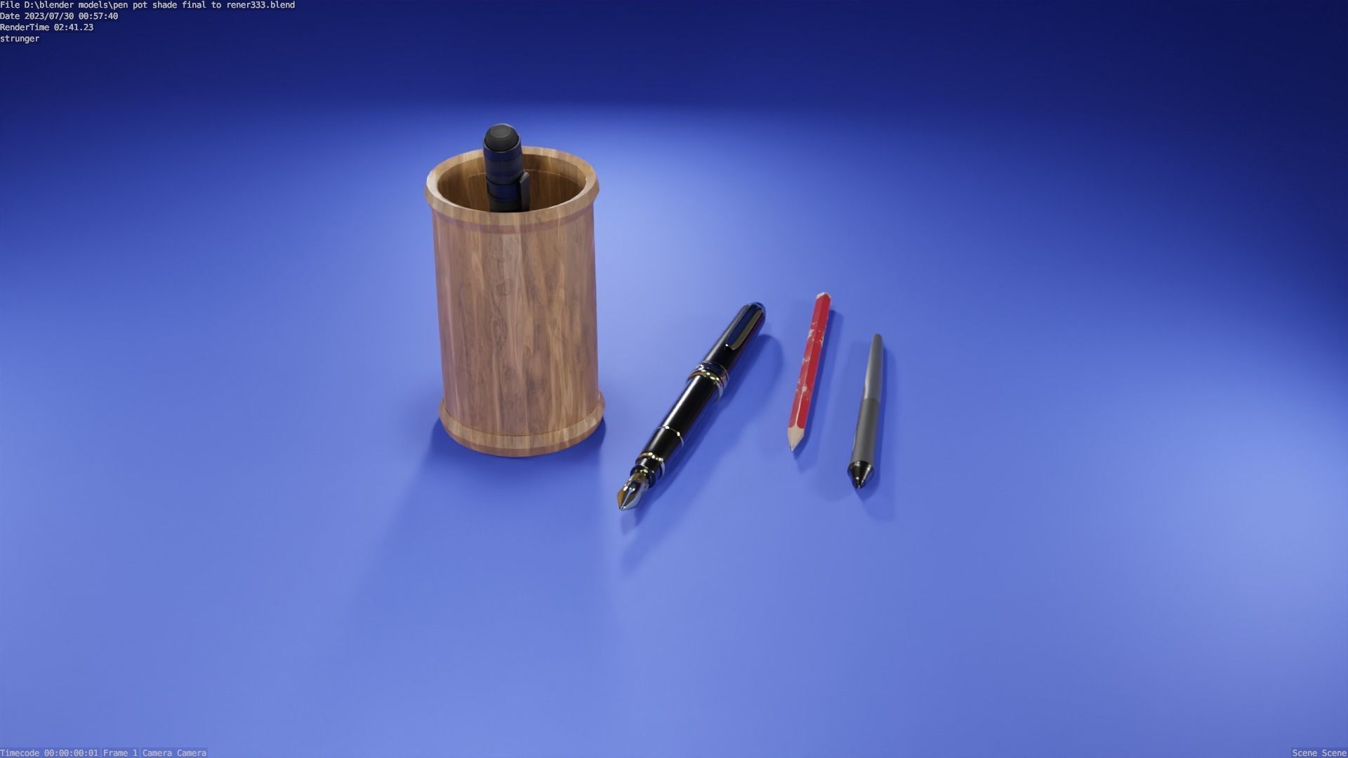 wooden pot  Low-poly 3D model_3