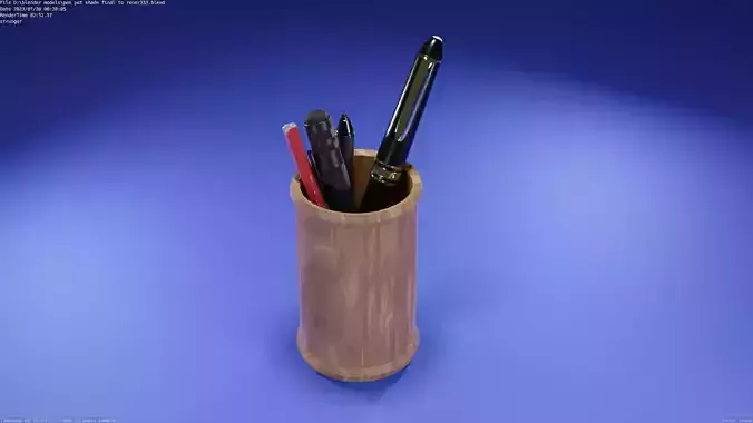wooden pot  Low-poly 3D model