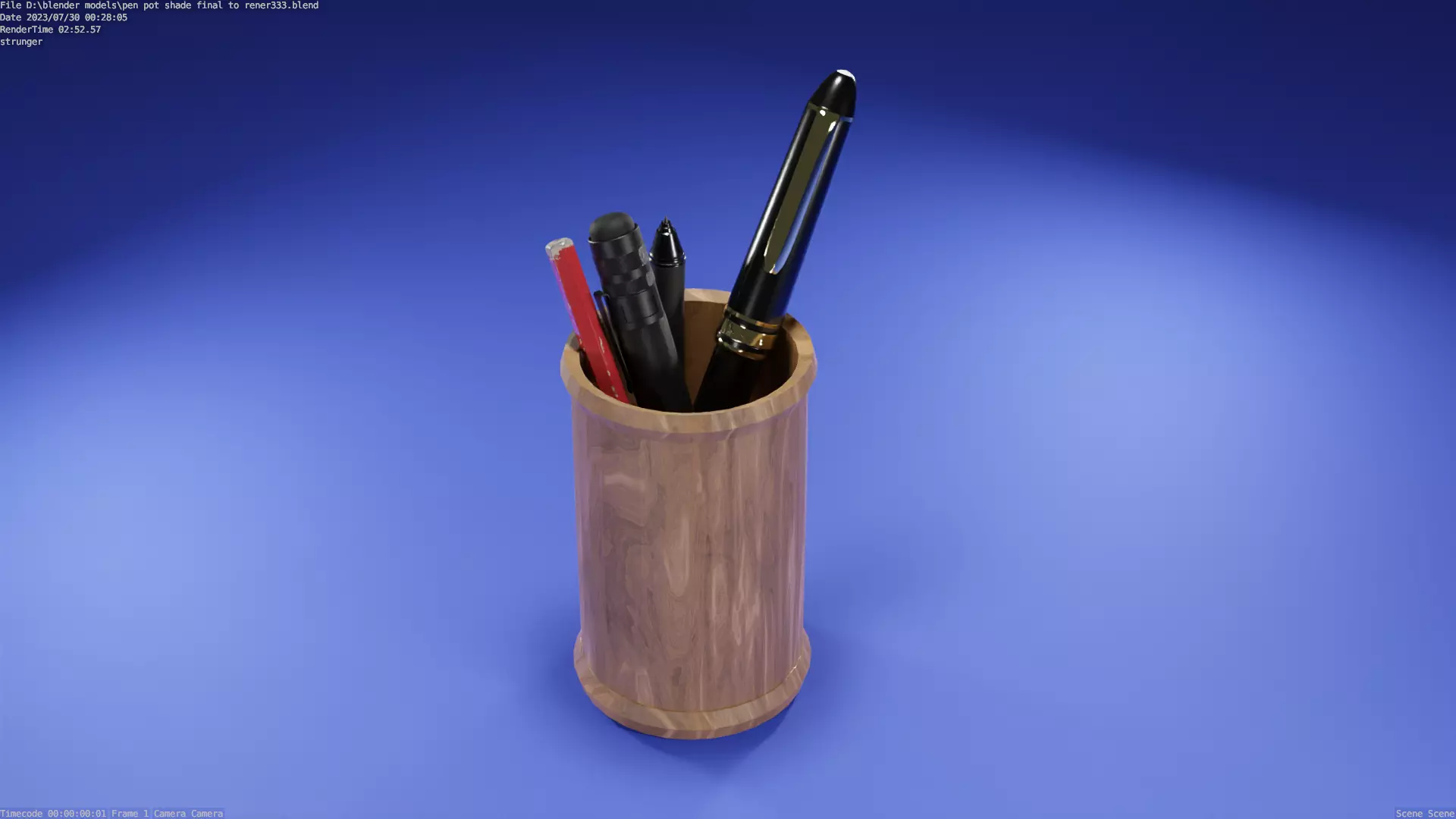 wooden pot  Low-poly 3D model_0