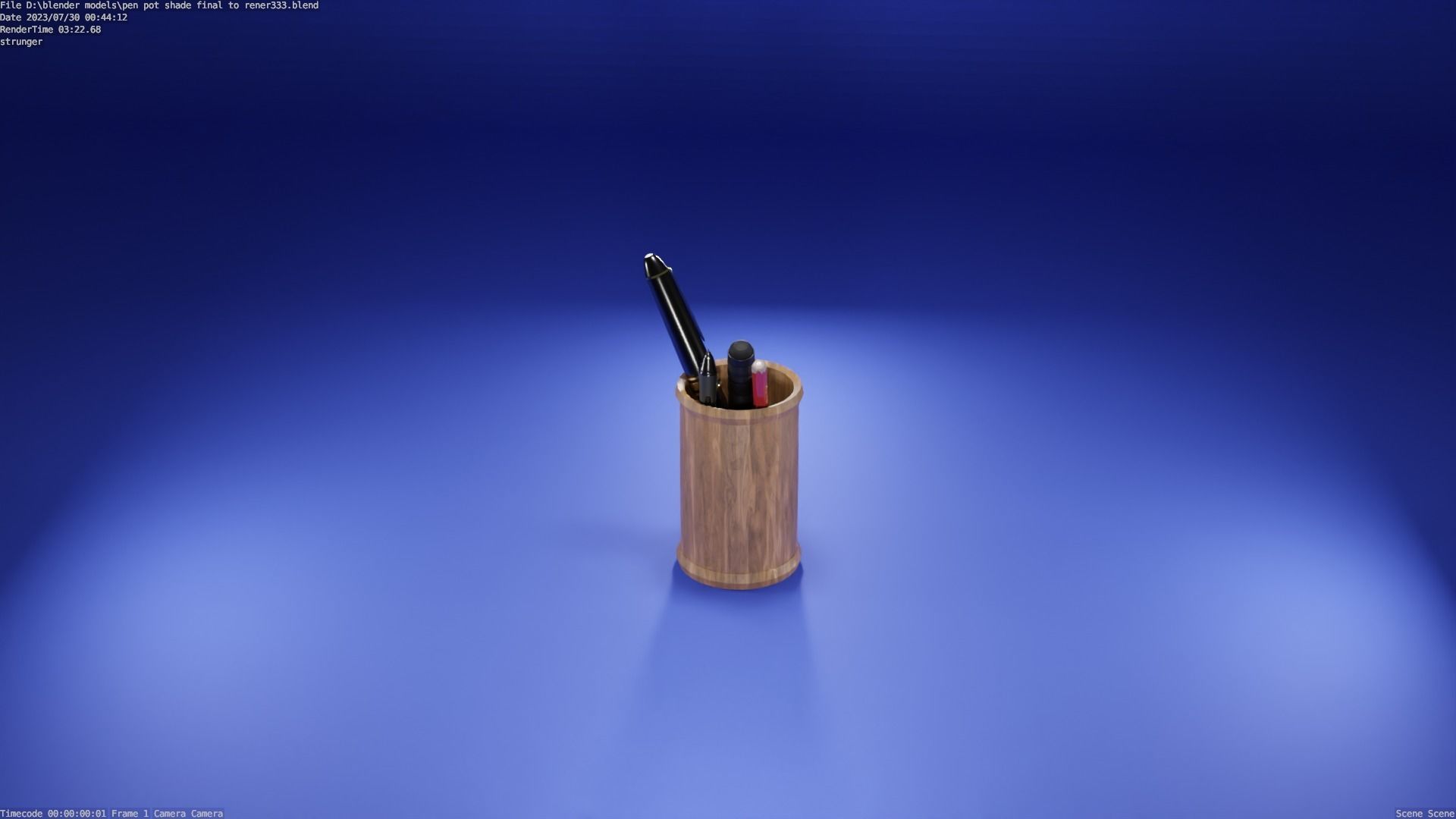 wooden pot  Low-poly 3D model_2