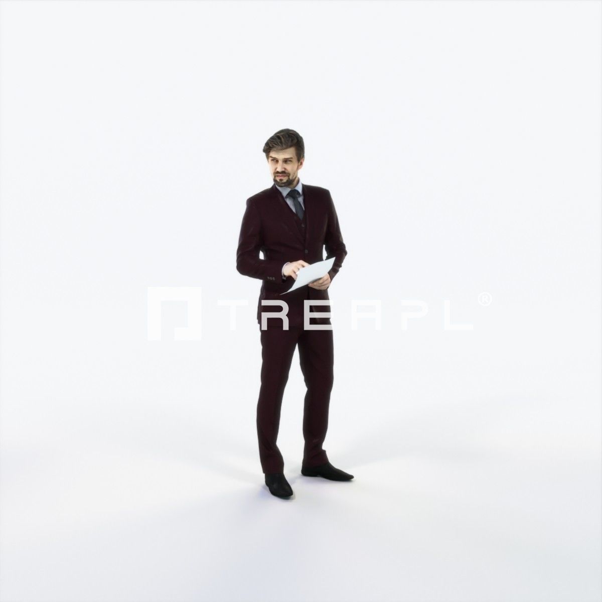 Ingrain 14H Documents Elegant Man Low-poly 3D model_1