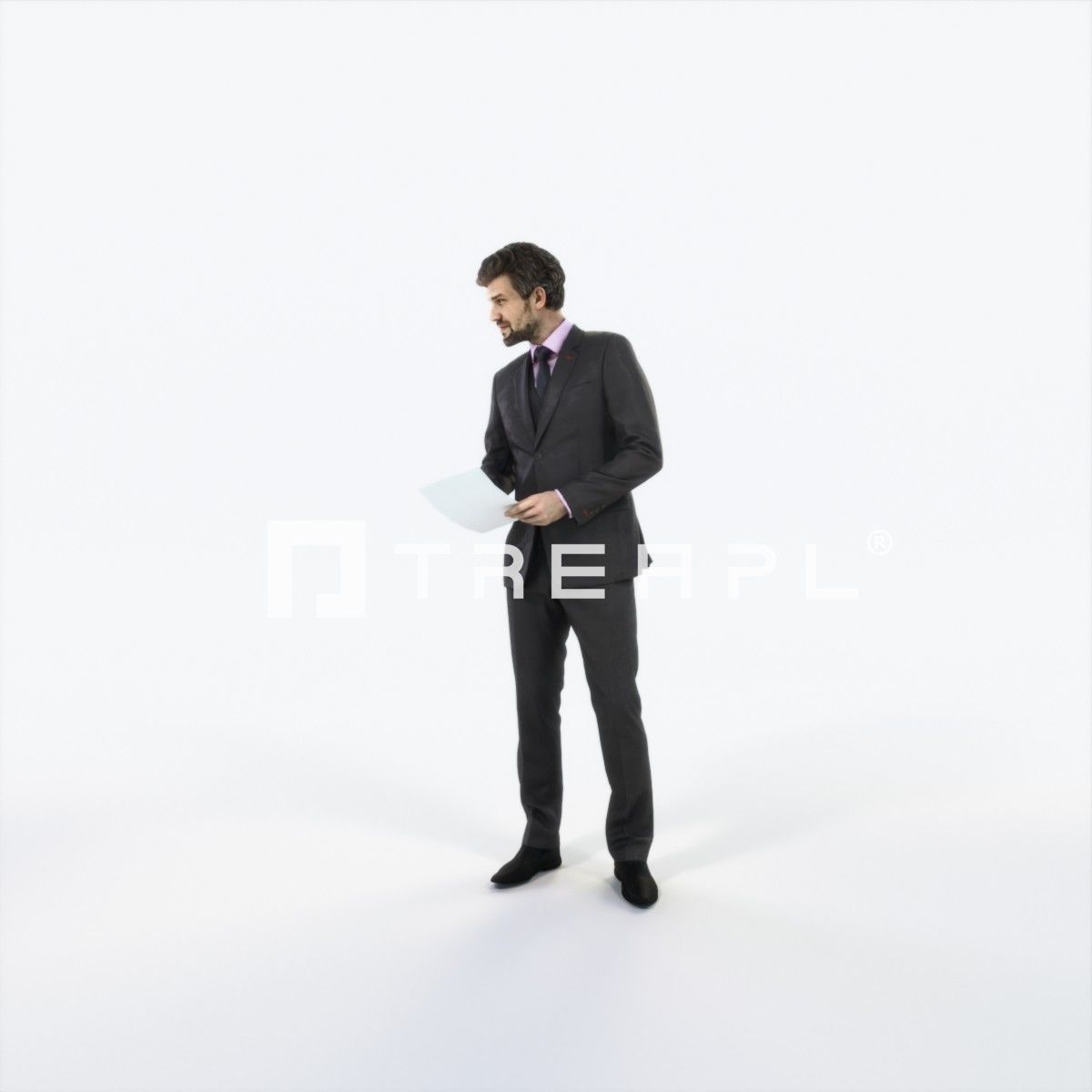 Ingrain 14D Documents Elegant Man Low-poly 3D model_6