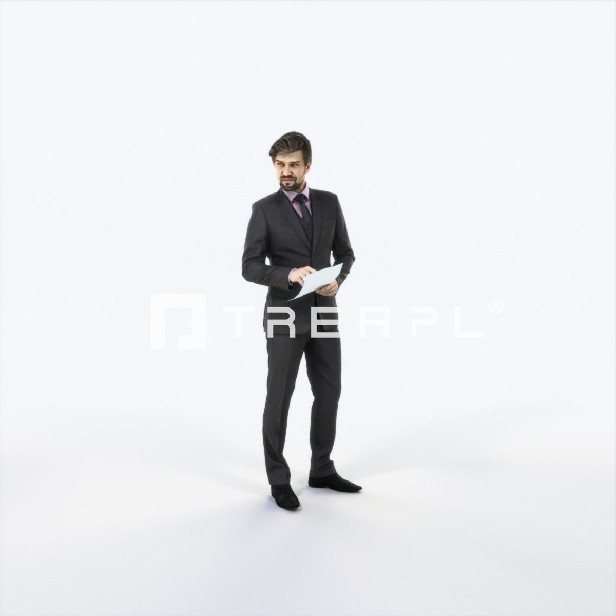 Ingrain 14D Documents Elegant Man Low-poly 3D model_1