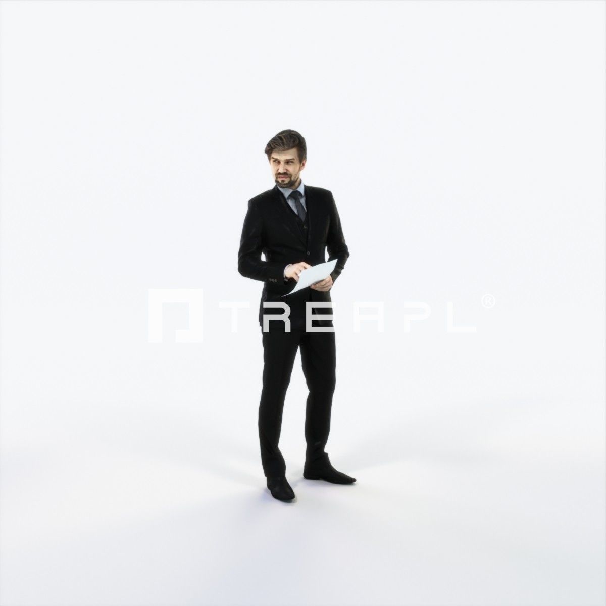 Ingrain 14B Documents Elegant Man Low-poly 3D model_1