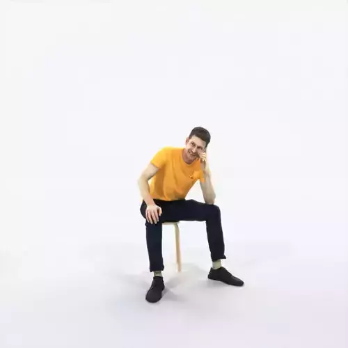 Jayne 02H Summer Cell Phone Sitting Casual Man Low-poly 3D model