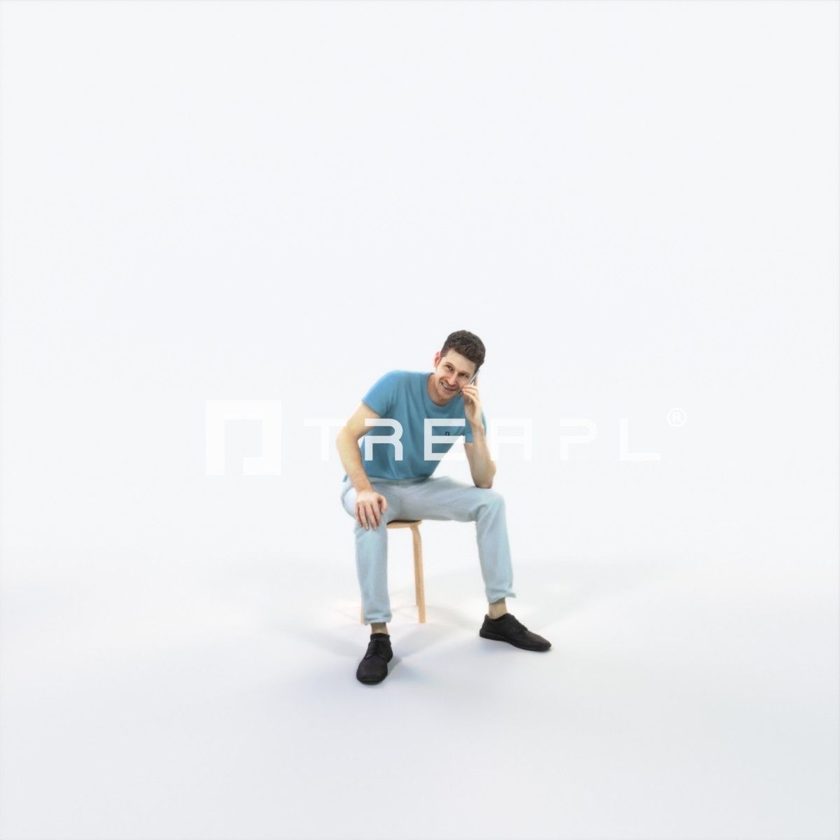 Jayne 02E Summer Cell Phone Sitting Casual Man Low-poly 3D model_1