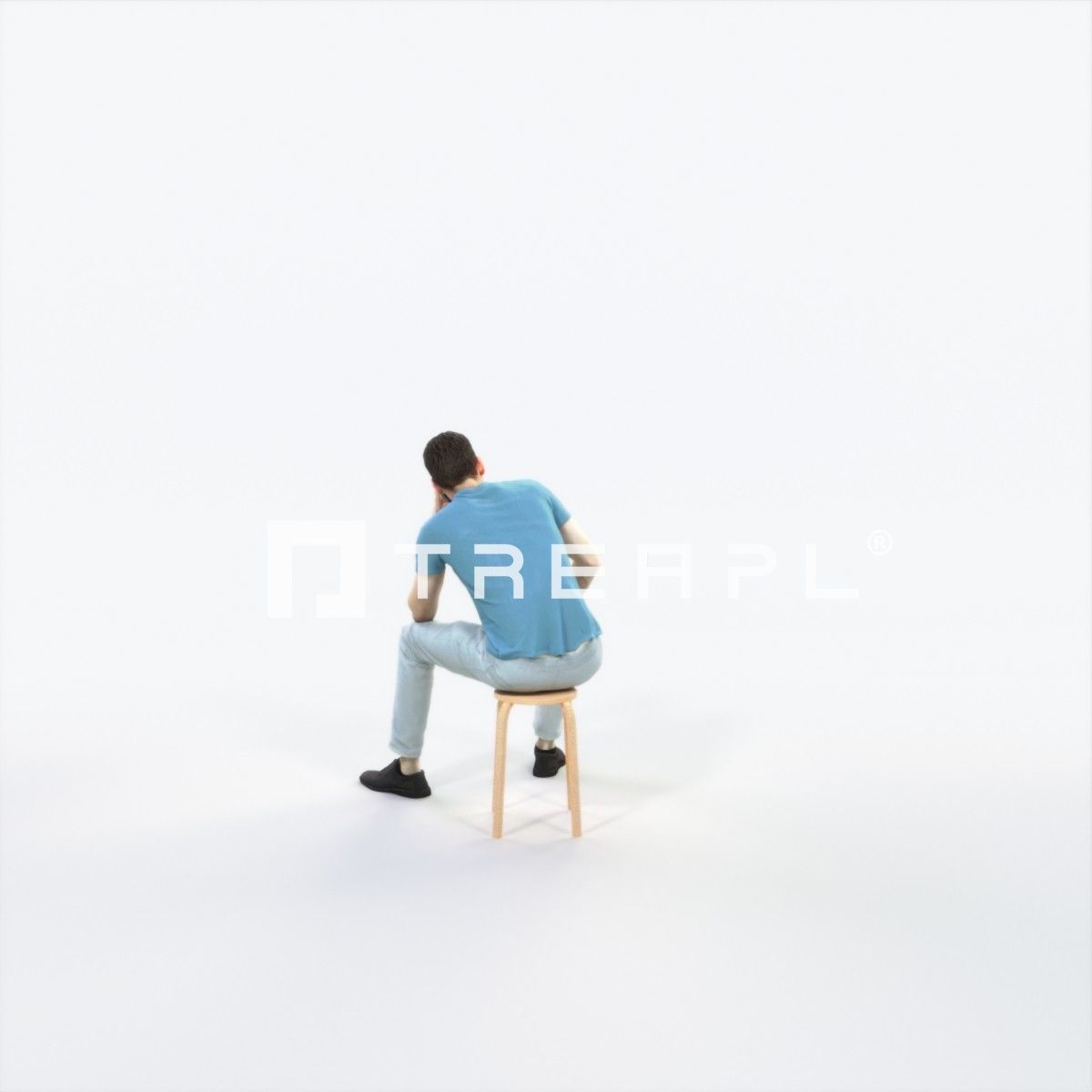 Jayne 02E Summer Cell Phone Sitting Casual Man Low-poly 3D model_4