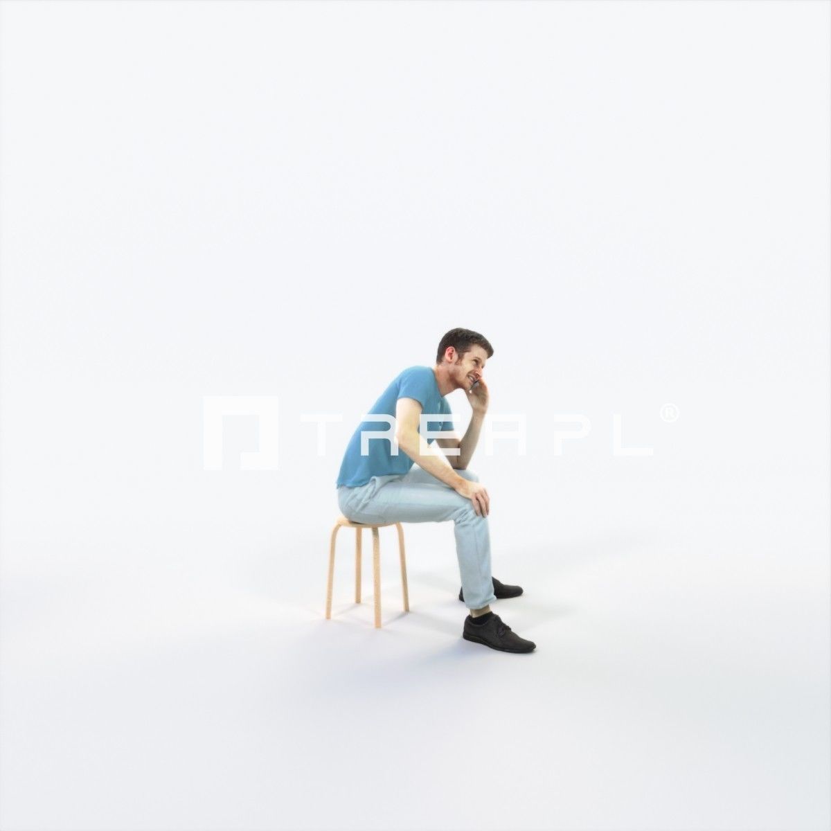 Jayne 02E Summer Cell Phone Sitting Casual Man Low-poly 3D model_2