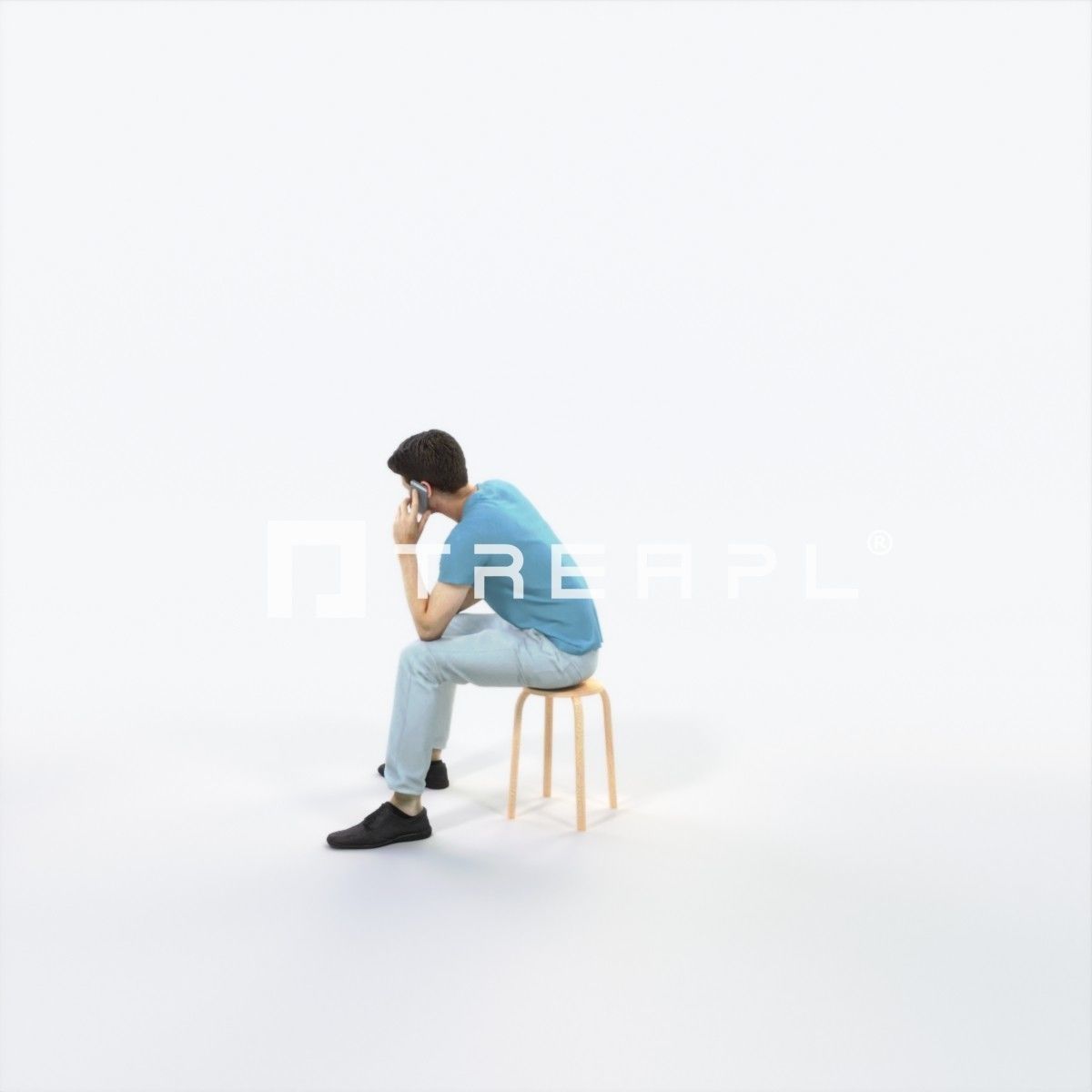 Jayne 02E Summer Cell Phone Sitting Casual Man Low-poly 3D model_5