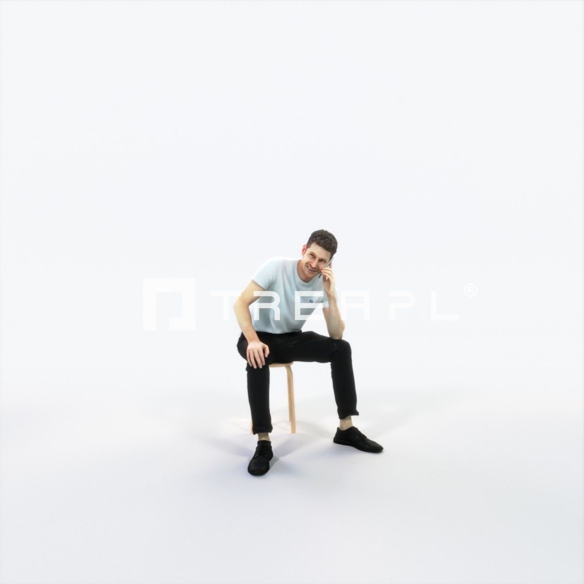 Jayne 02C Summer Cell Phone Sitting Casual Man Low-poly 3D model_1