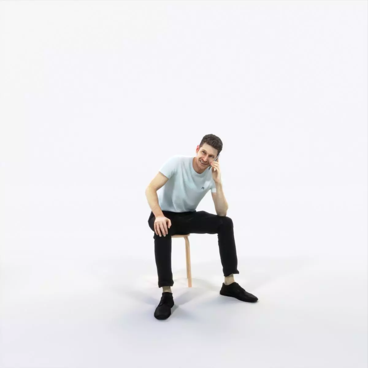 Jayne 02C Summer Cell Phone Sitting Casual Man Low-poly 3D model_0