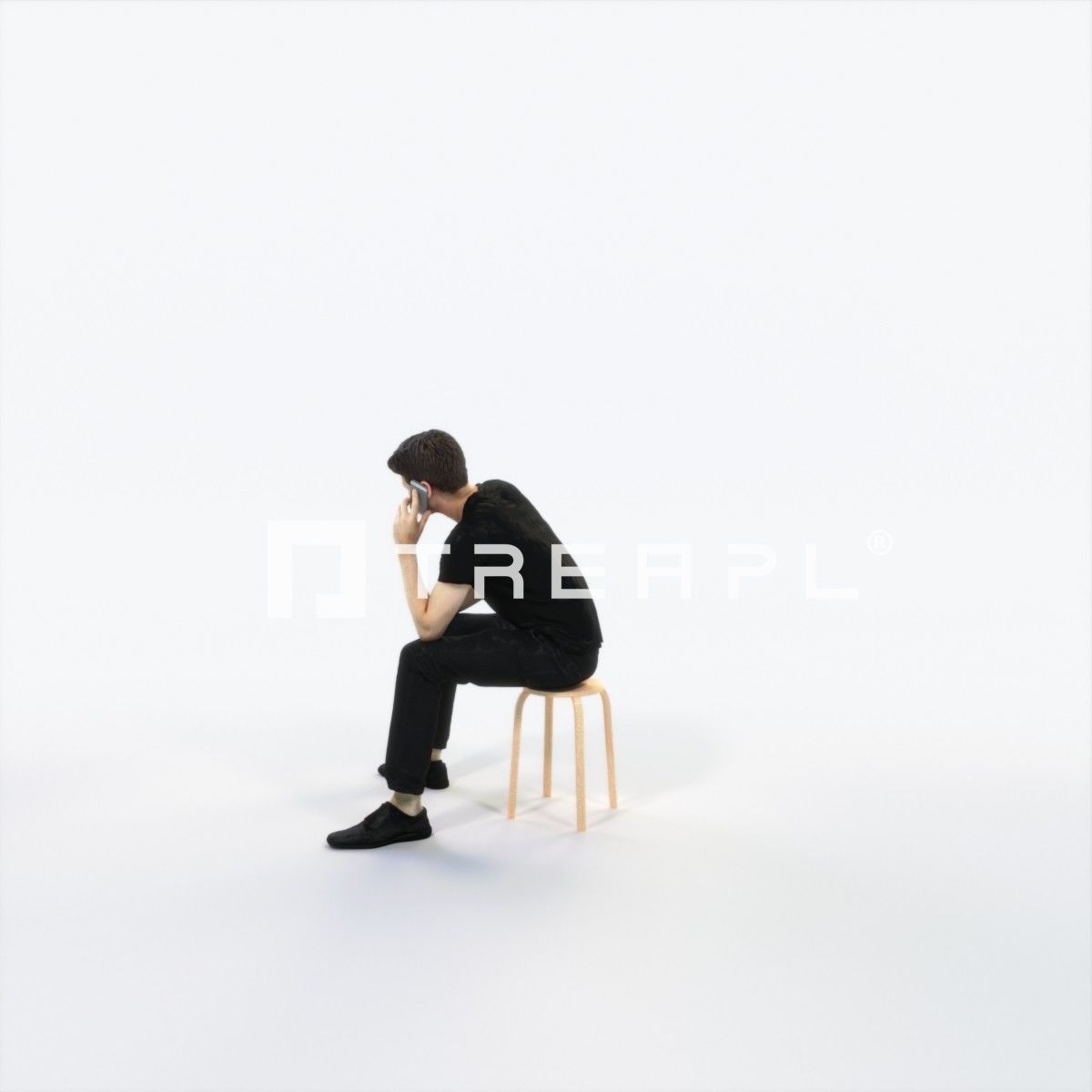 Jayne 02B Summer Cell Phone Sitting Casual Man Low-poly 3D model_5