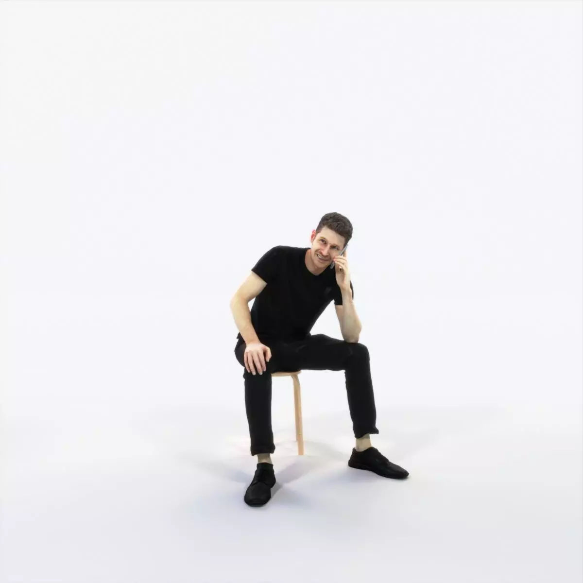 Jayne 02B Summer Cell Phone Sitting Casual Man Low-poly 3D model_0